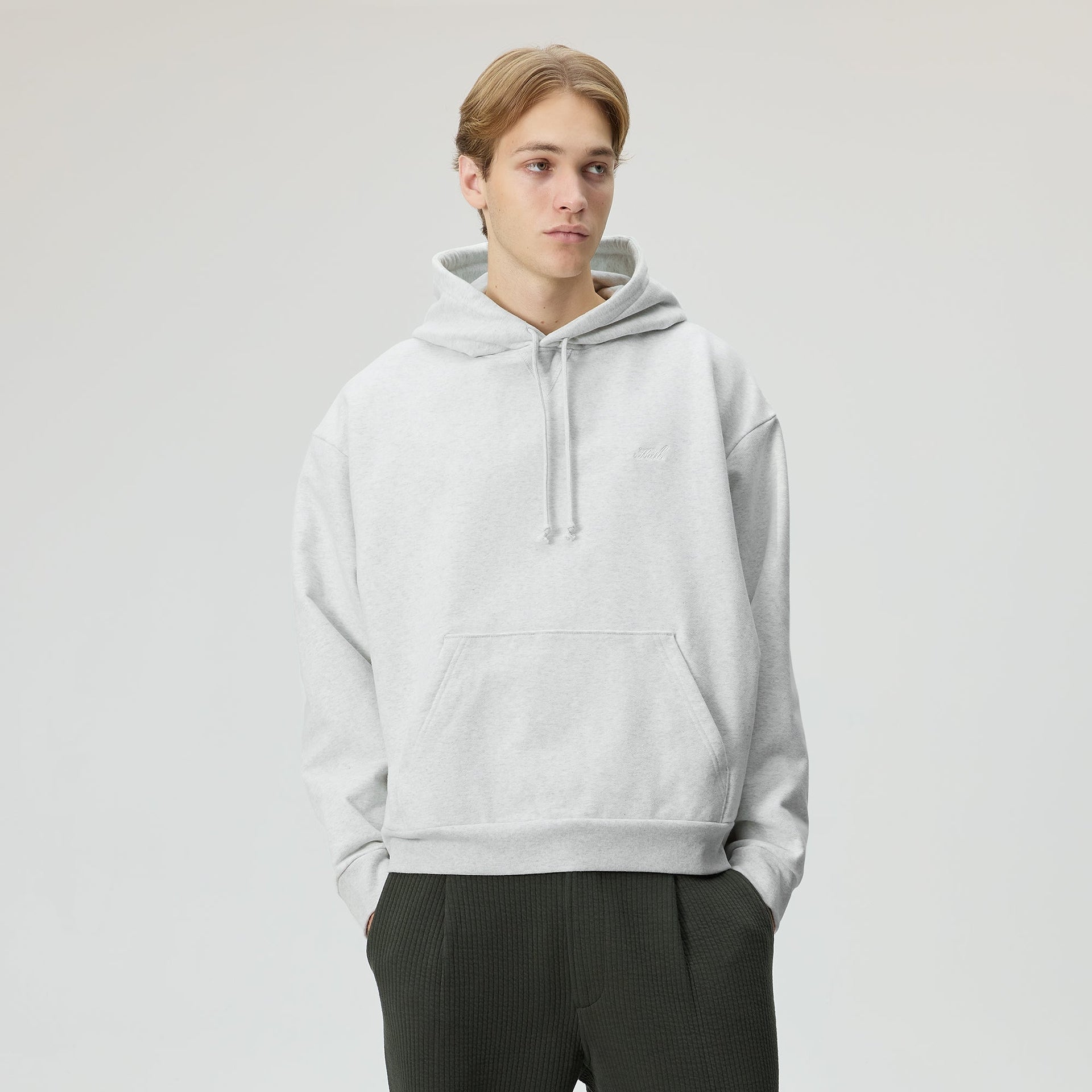 Kith Sueded French Terry Nelson Hoodie - Light Heather Grey - PH