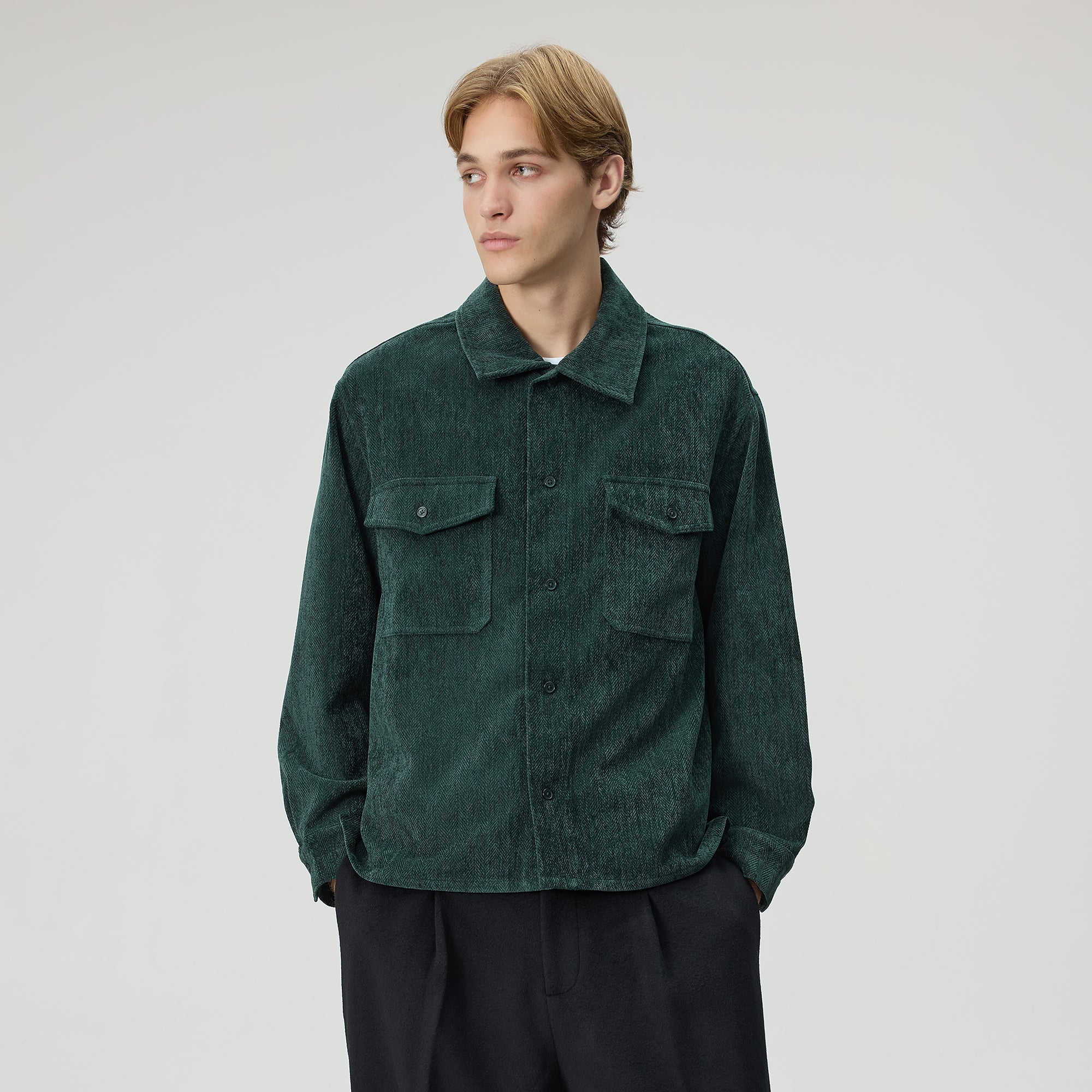 Kith Herringbone Velour Henson Buttondown - Stadium
