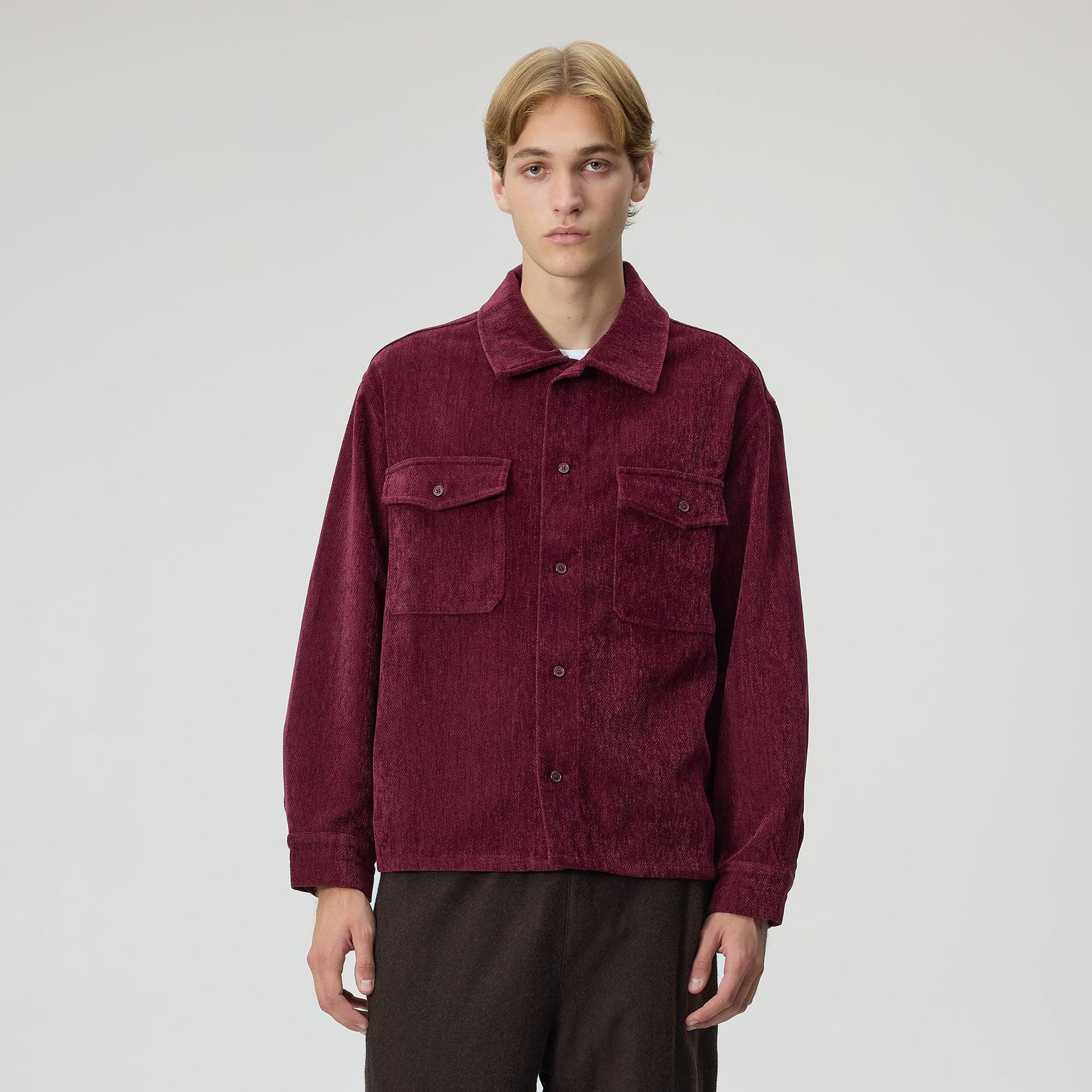 Kith Herringbone Velour Henson Buttondown - Magma - PH