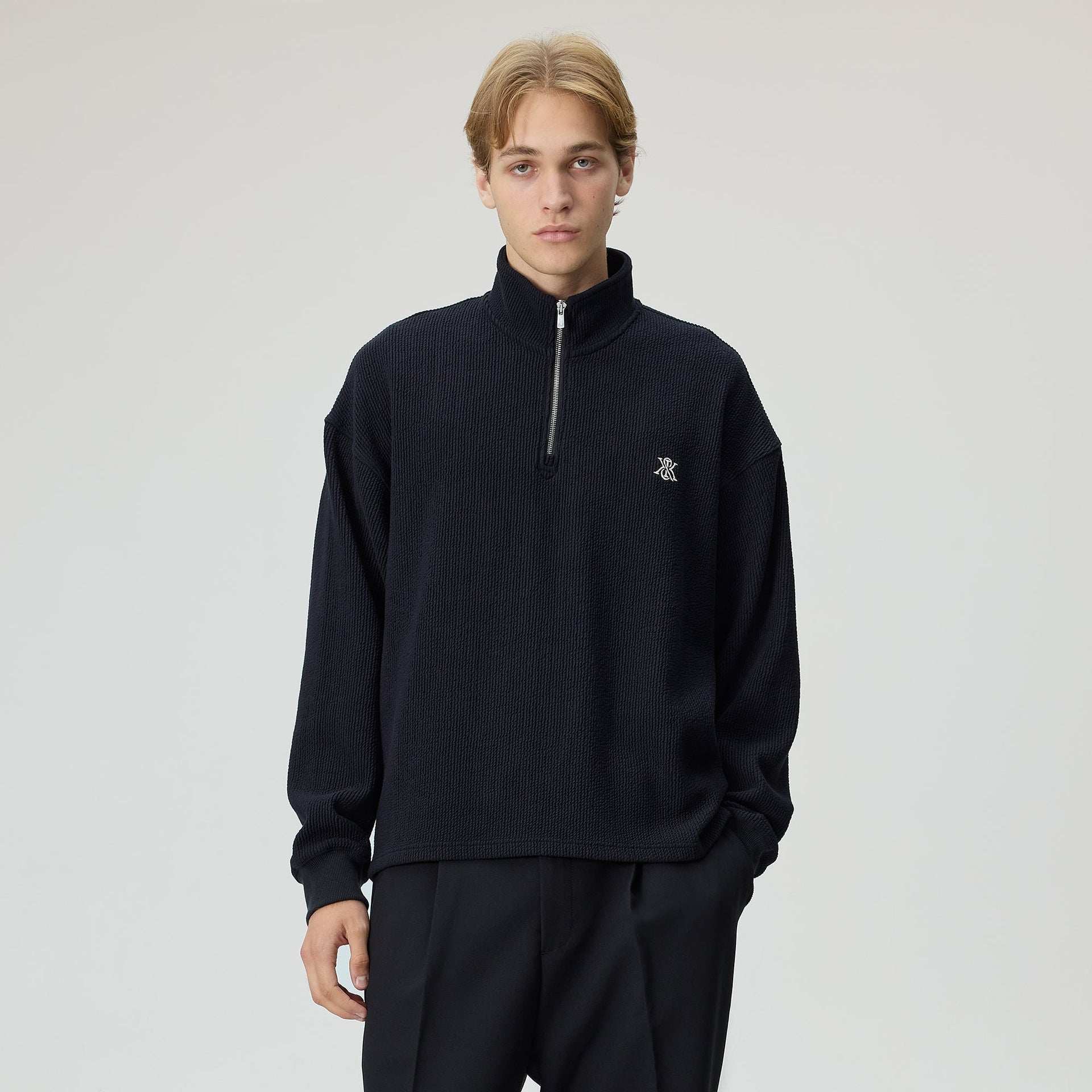 Kith Heavy Crepe Rib Knit Quarter Zip Nelson - Black - PH