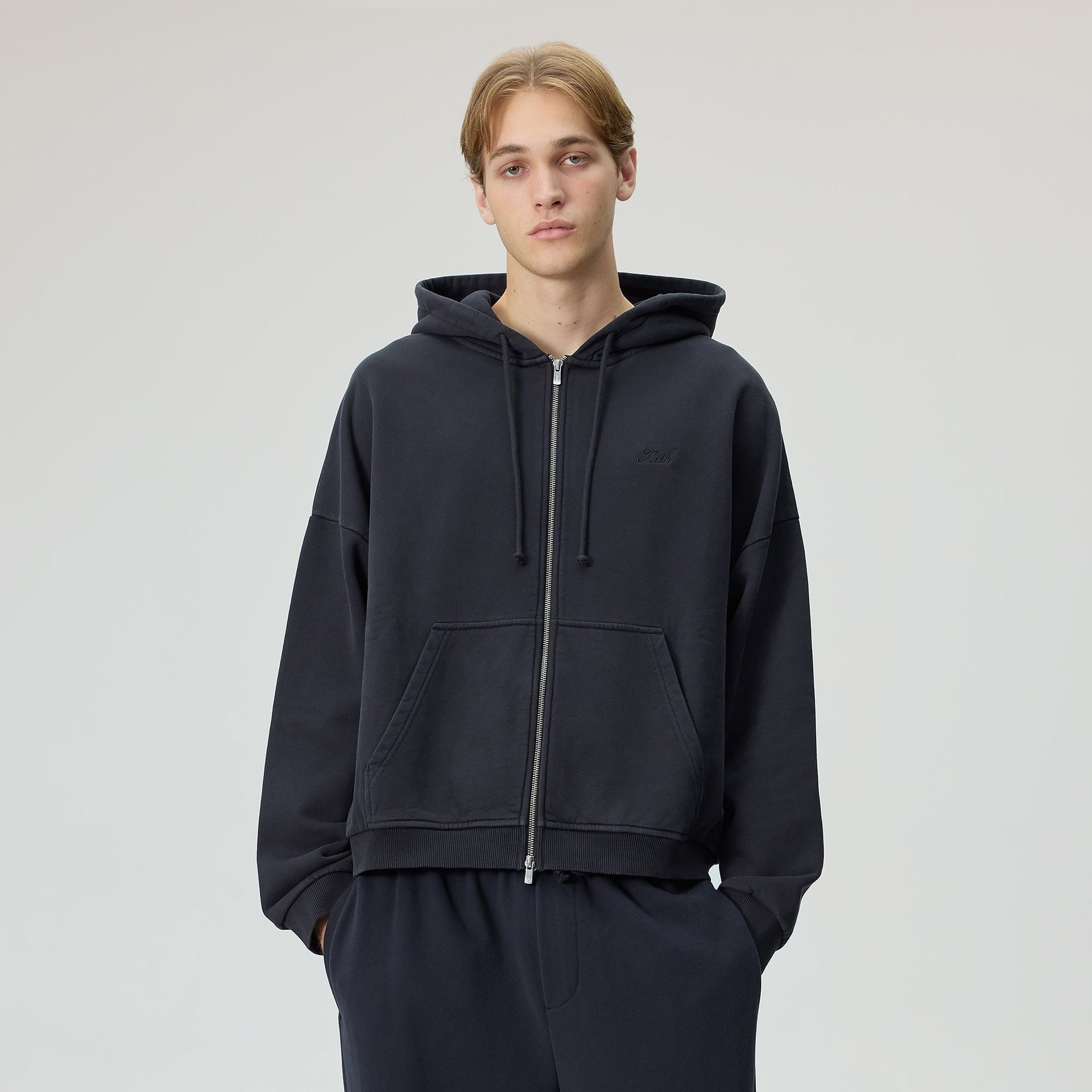 Kith Lofty Fleece Cropped Braxton Hoodie - Black - PH