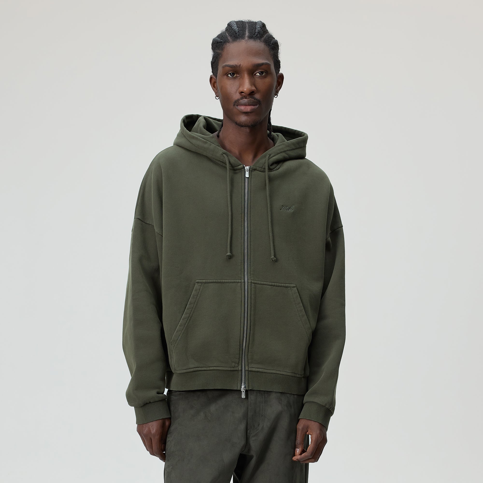 Kith Sueded French Terry Nelson Hoodie - Light Heather Grey