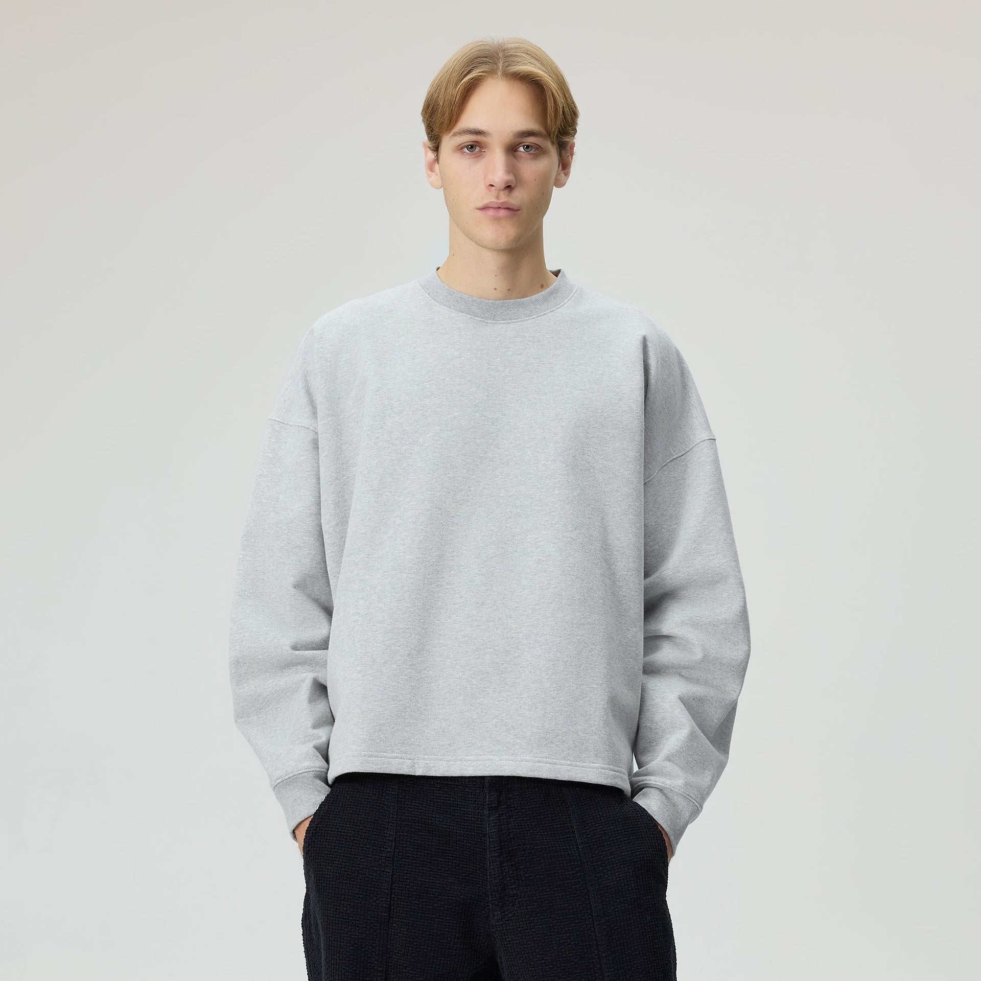 Kith Sueded French Terry Long Sleeve Lawson Tee - Mid Heather Grey - PH