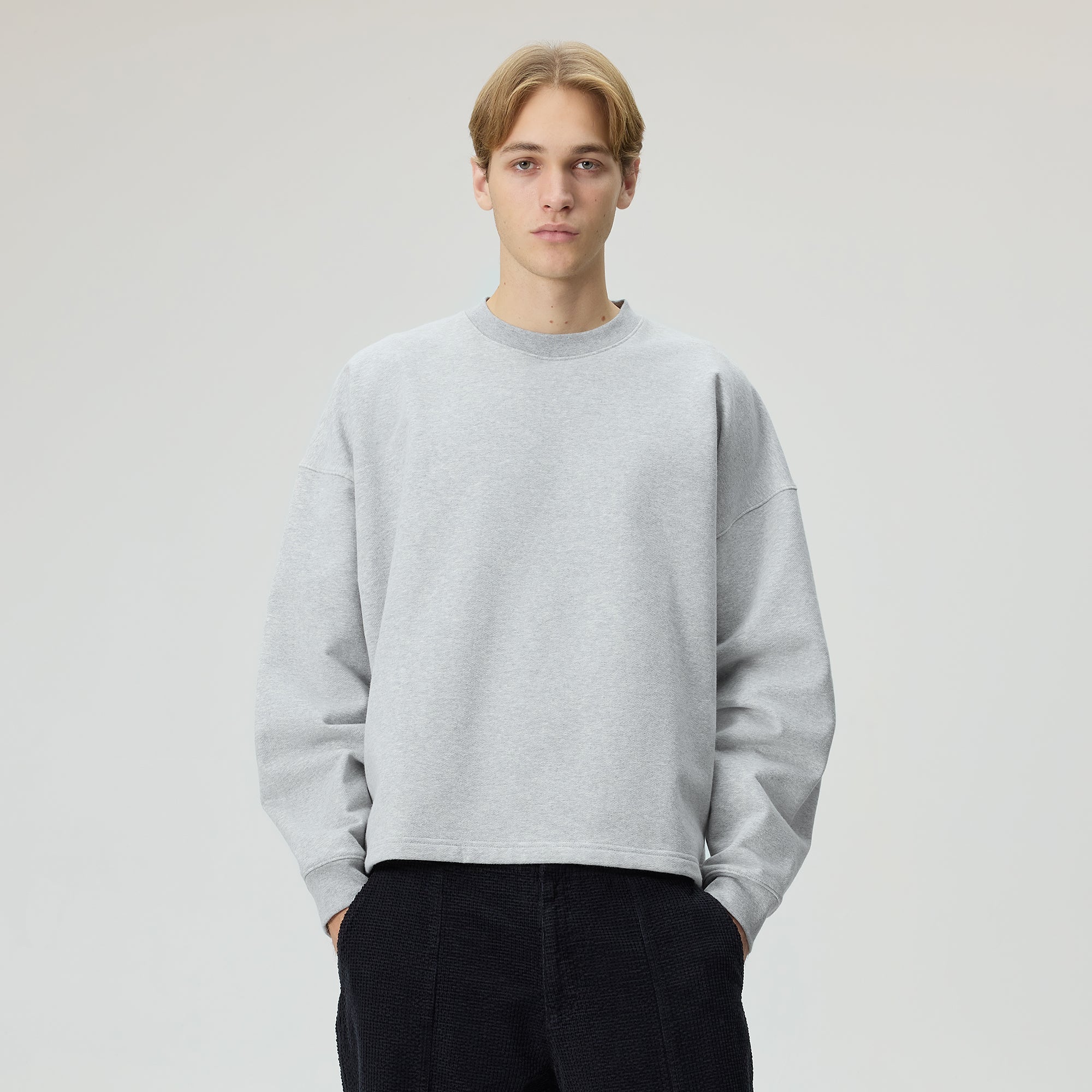 Kith Sueded French Terry Long Sleeve Lawson Tee - Mid Heather Grey