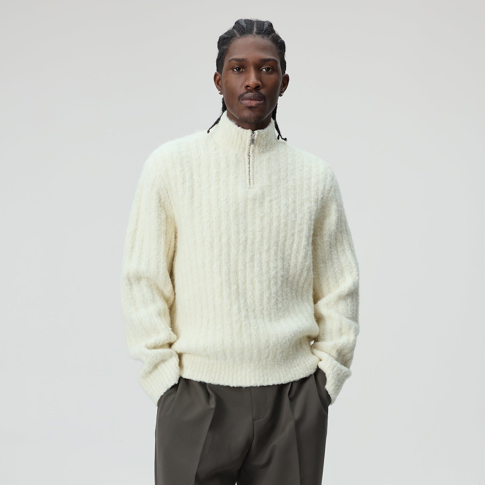 &Kin Boucle Wyatt Quarter Zip - Sandrift - PH