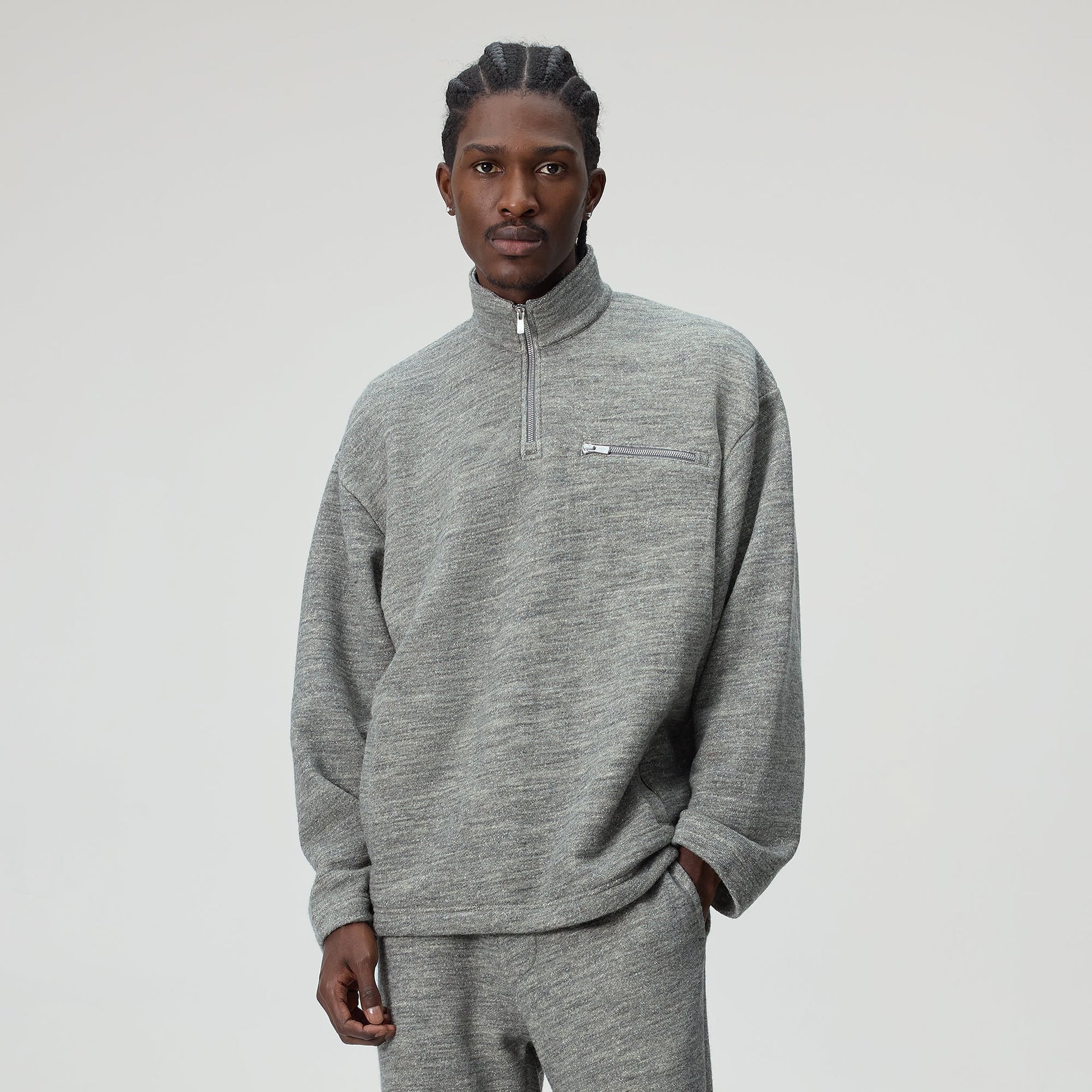 &Kin Gene Quarter Zip Pullover - Medium Heather Grey - PH