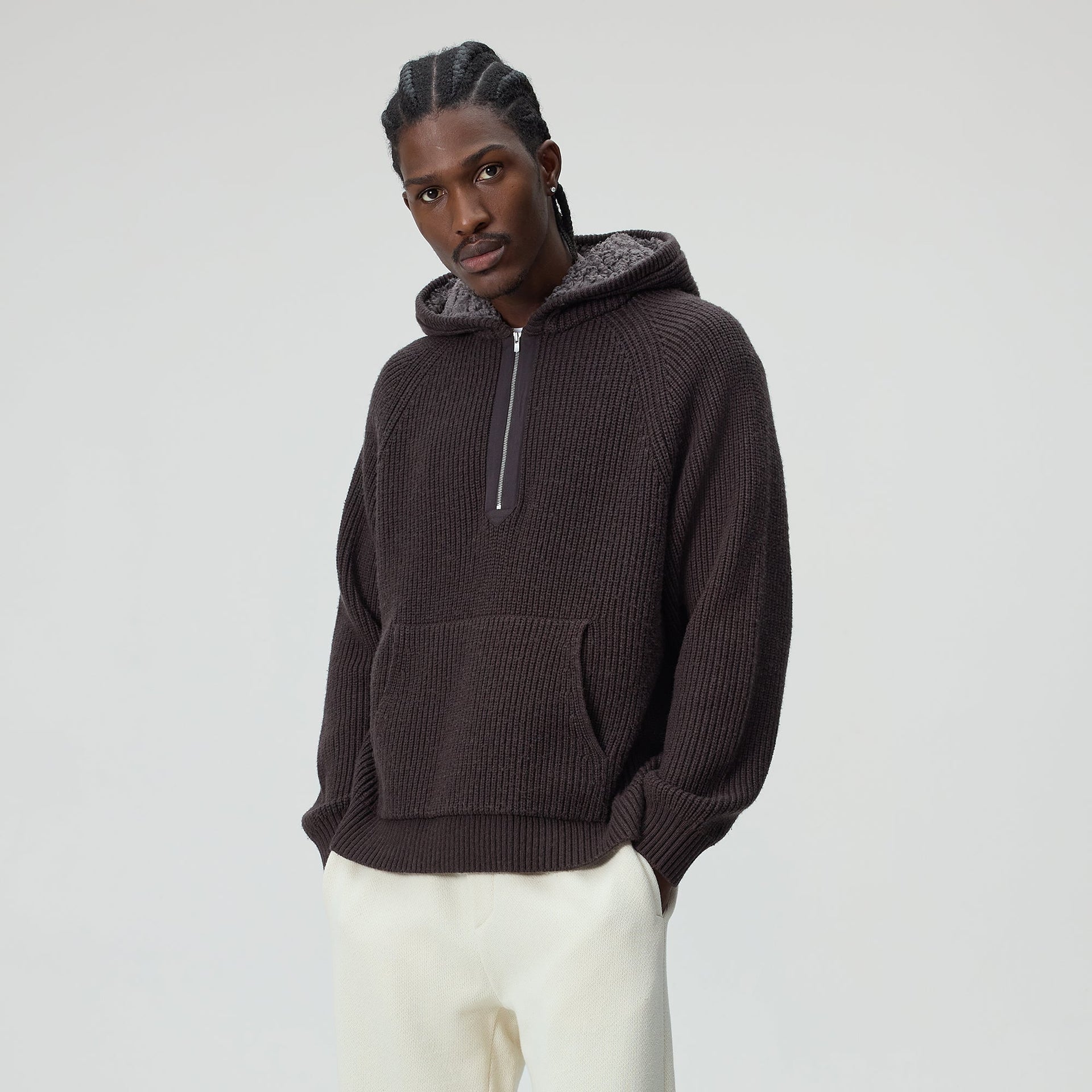 Kith Merino Knit Quarter Zip Hoodie - Kindling - PH