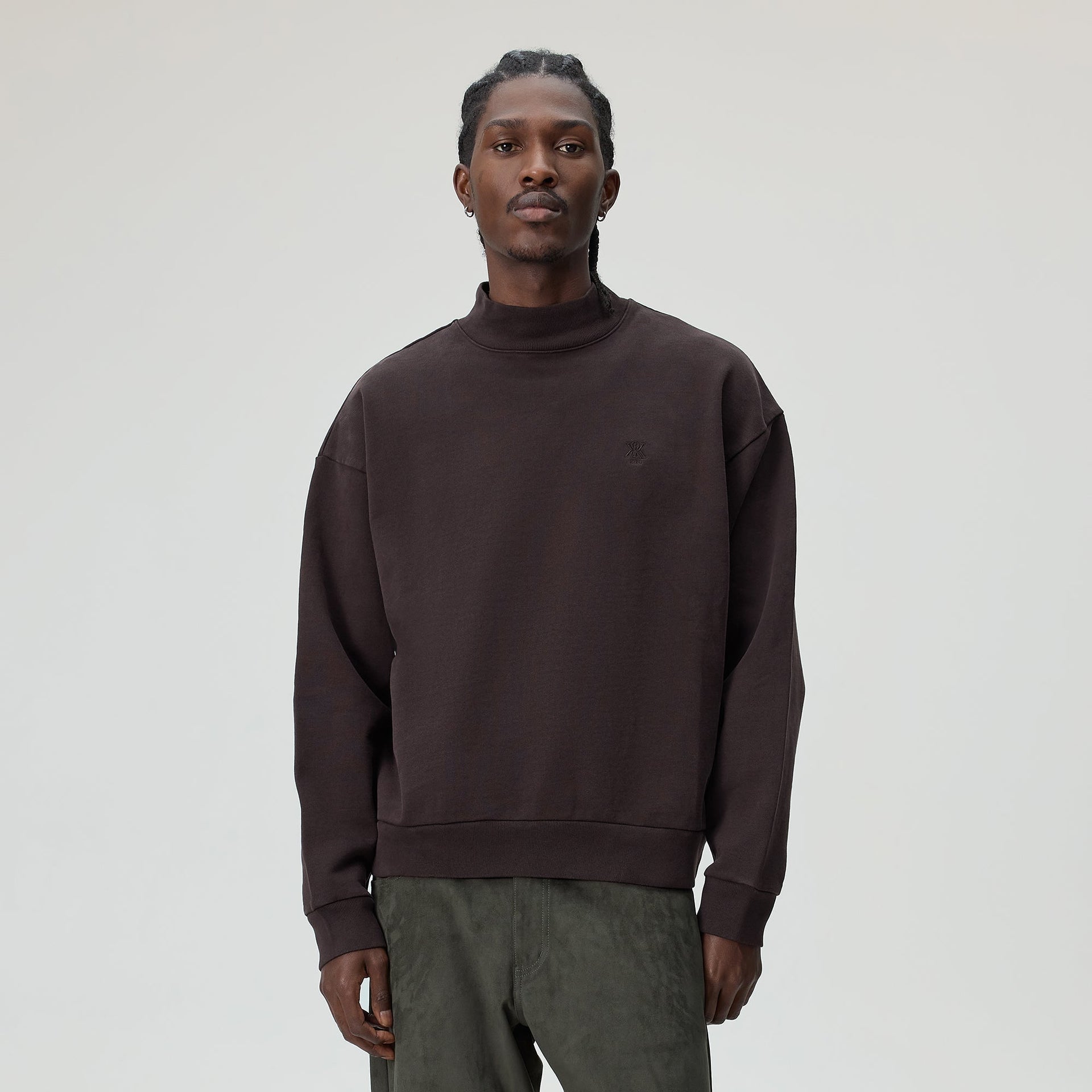Kith Garment Dyed Fleece Mockneck Sweatshirt - Kindling - PH