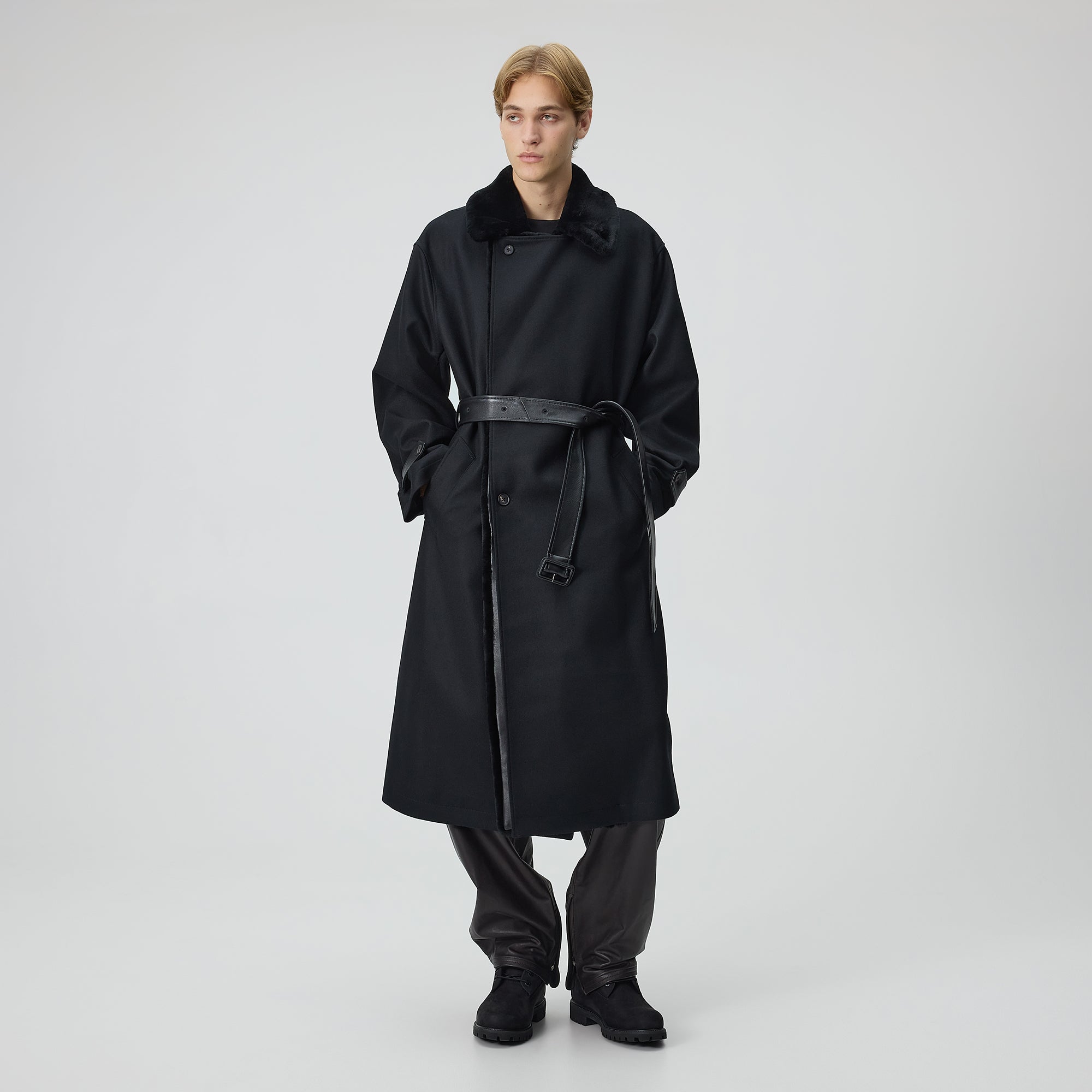 Kith 101 for ssstein Double Lapeled Double Breasted Coat - Black