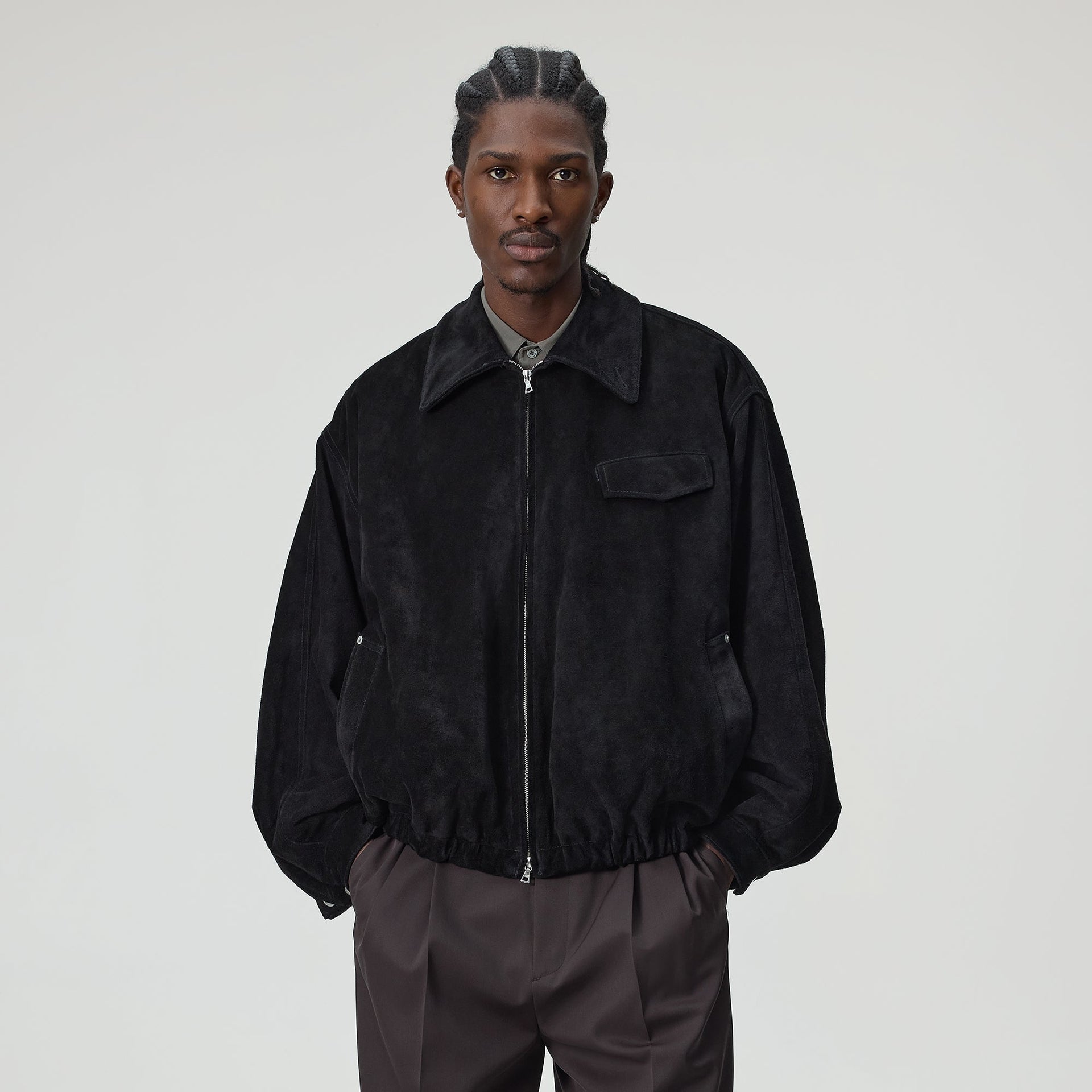 Kith 101 for ssstein Suede Zip Front Jacket - Black - PH