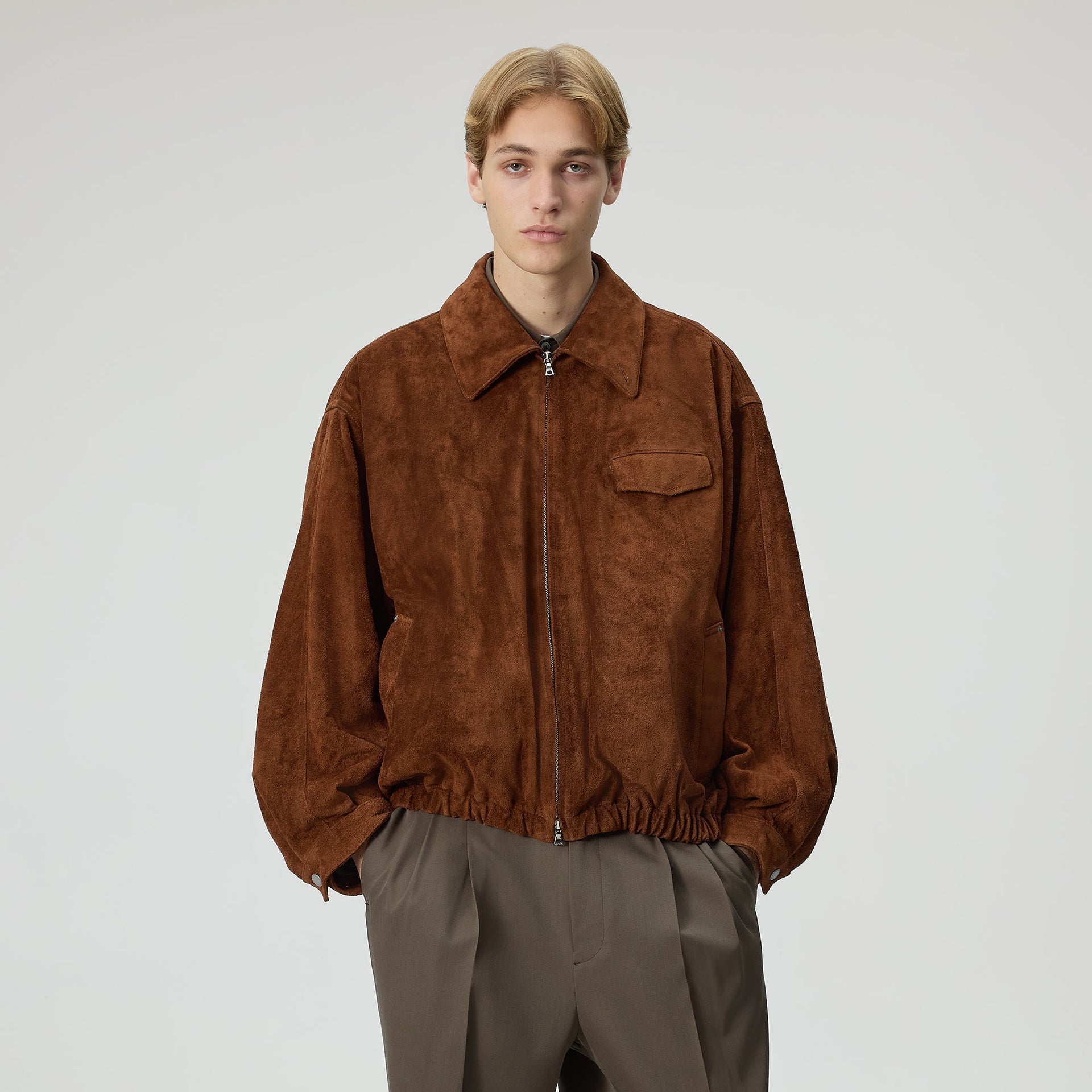 Kith 101 for ssstein Suede Zip Front Jacket - Walnut - PH