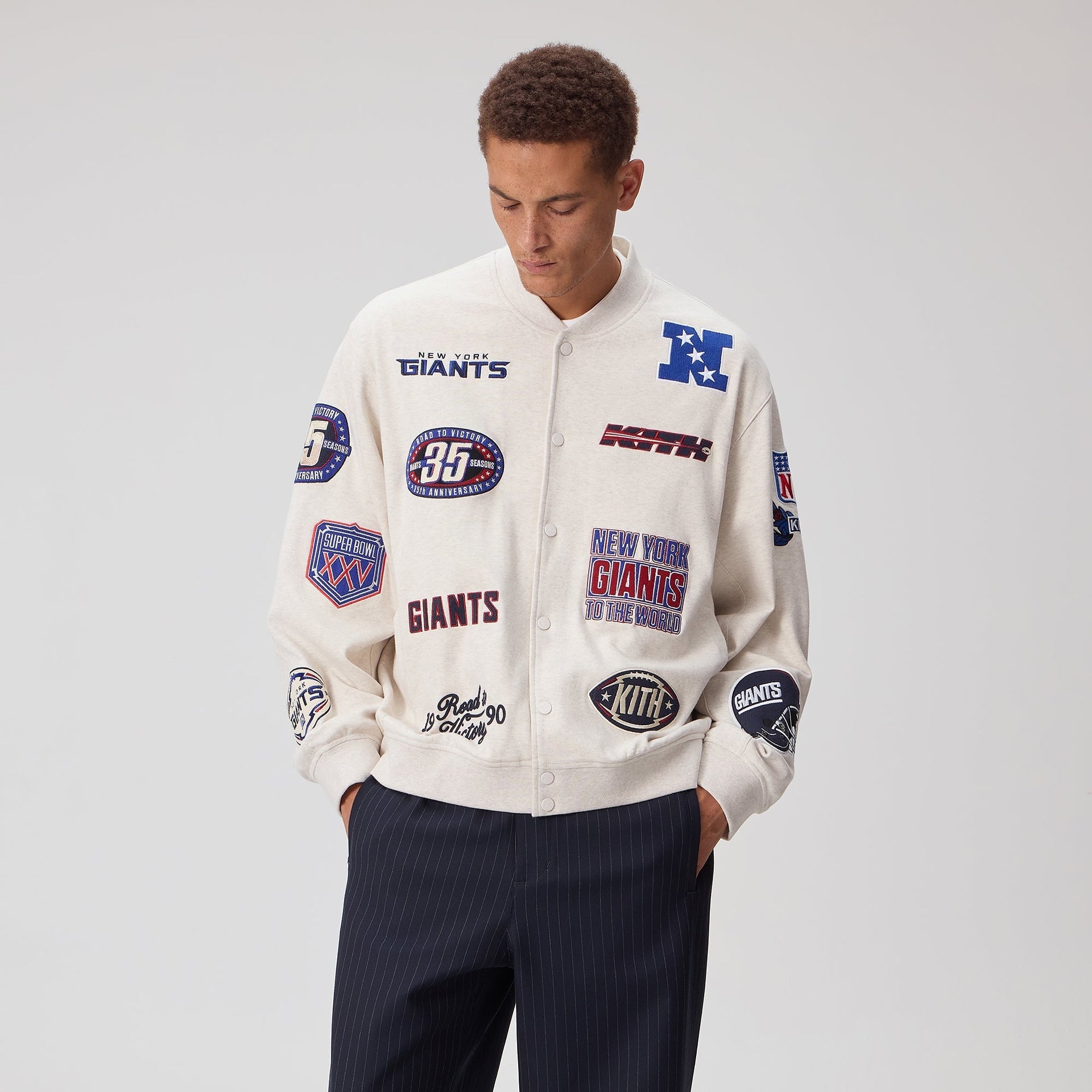 Kith for the NFL New York Giants Marvin Bomber Jacket - Sandrift - PH