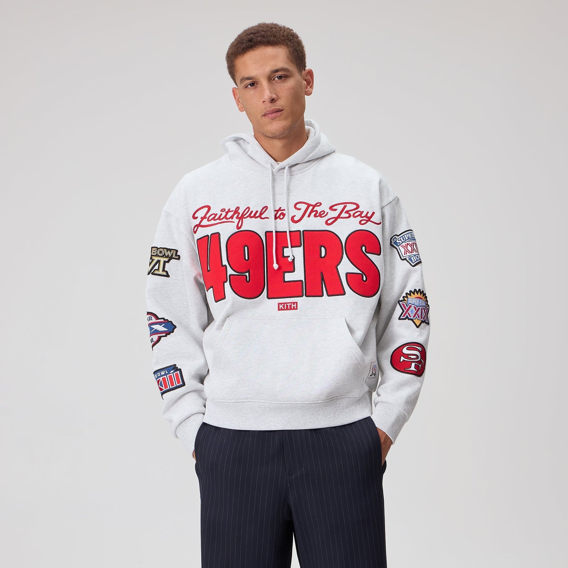 Kith for the NFL San Francisco 49ers Faithful Vintage Hoodie - Light Heather Grey - PH