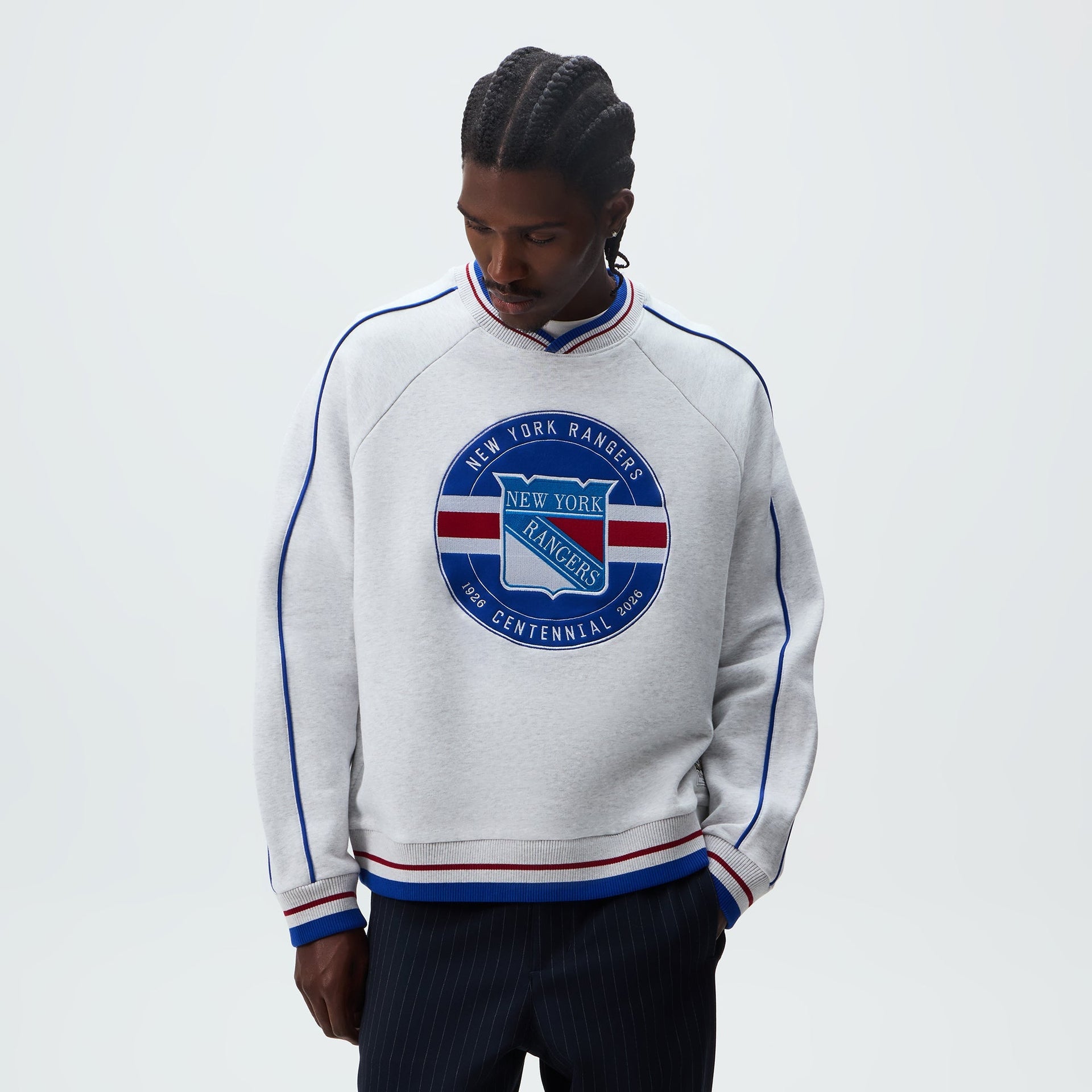 Kith for the New York Rangers Centennial Nelson Crewneck - Light Heather Grey - PH