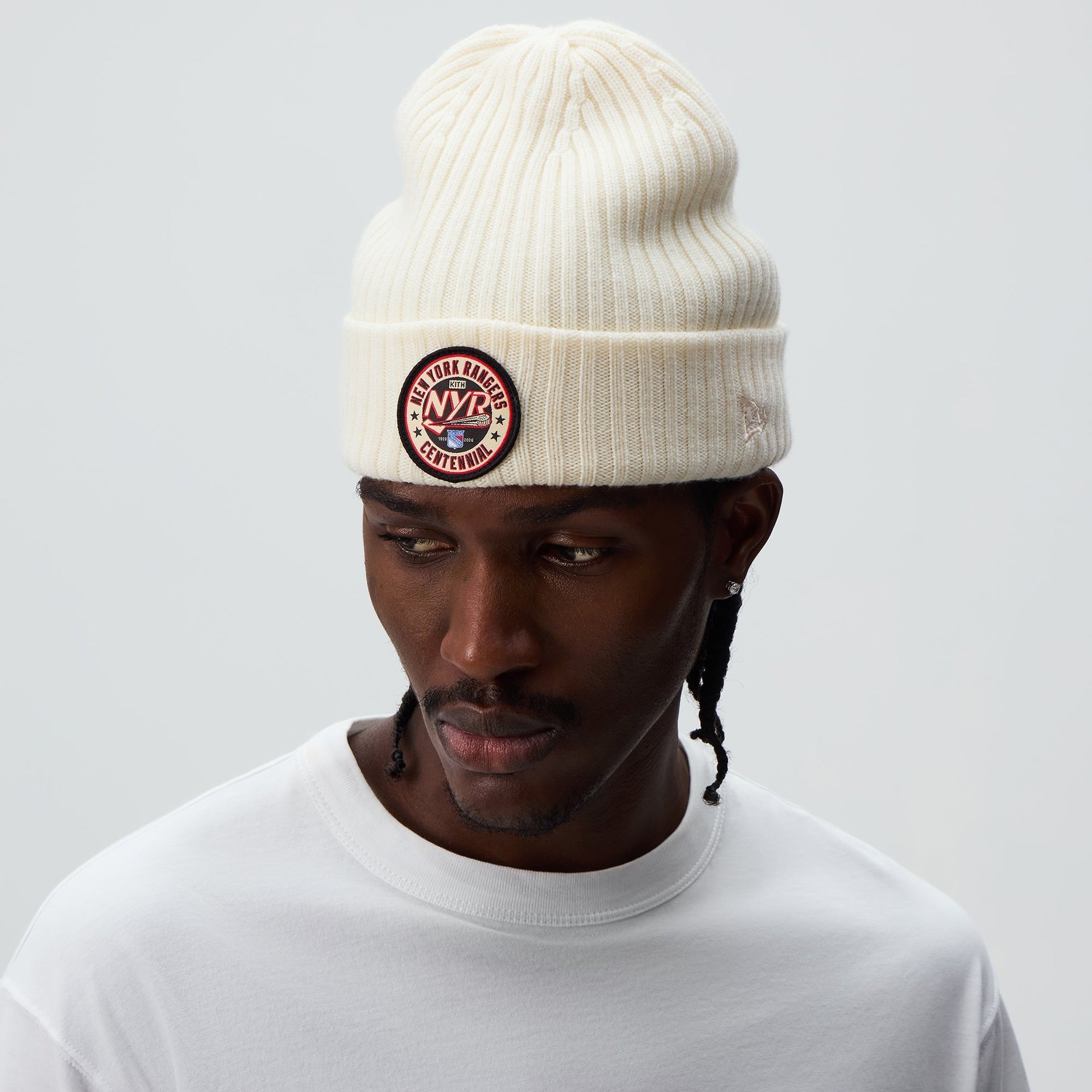 Kith & New Era for the New York Rangers Centennial Knit Beanie - Sandrift