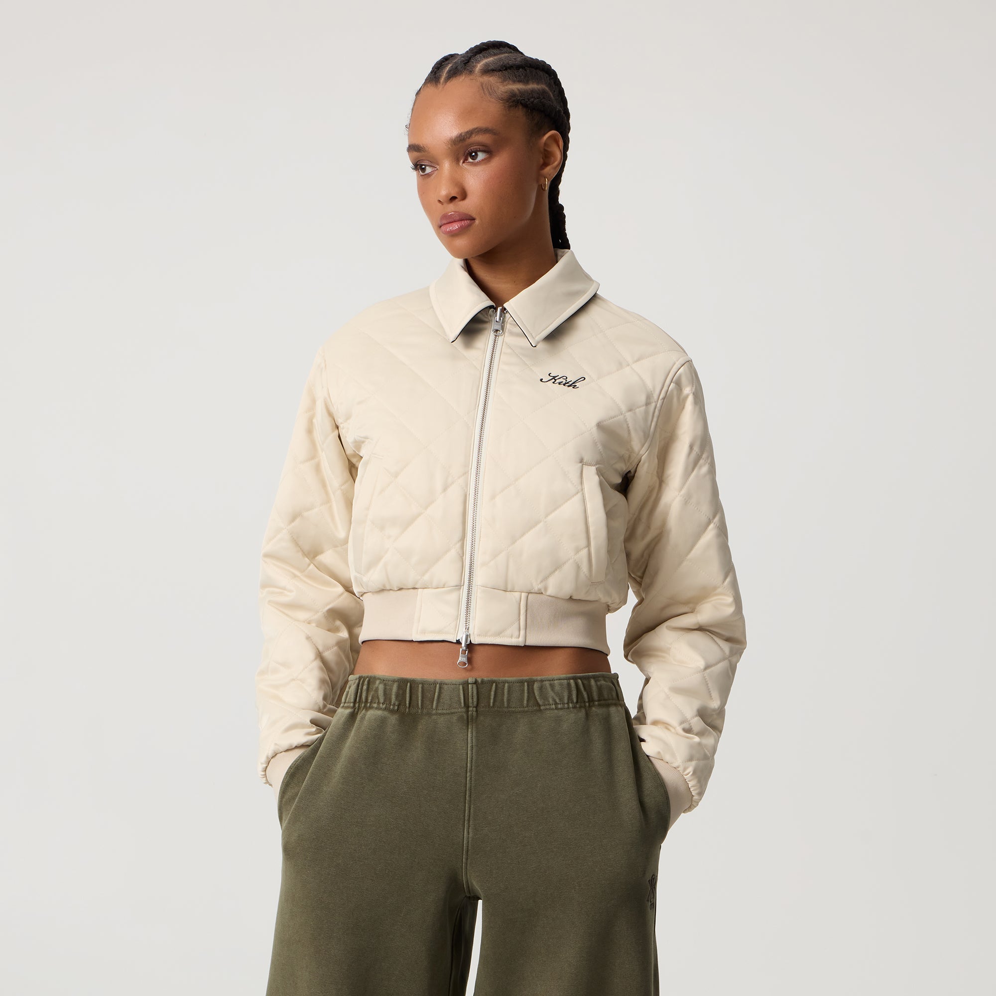Kith Women Reversible Landry IV Cropped Bomber Jacket - Black