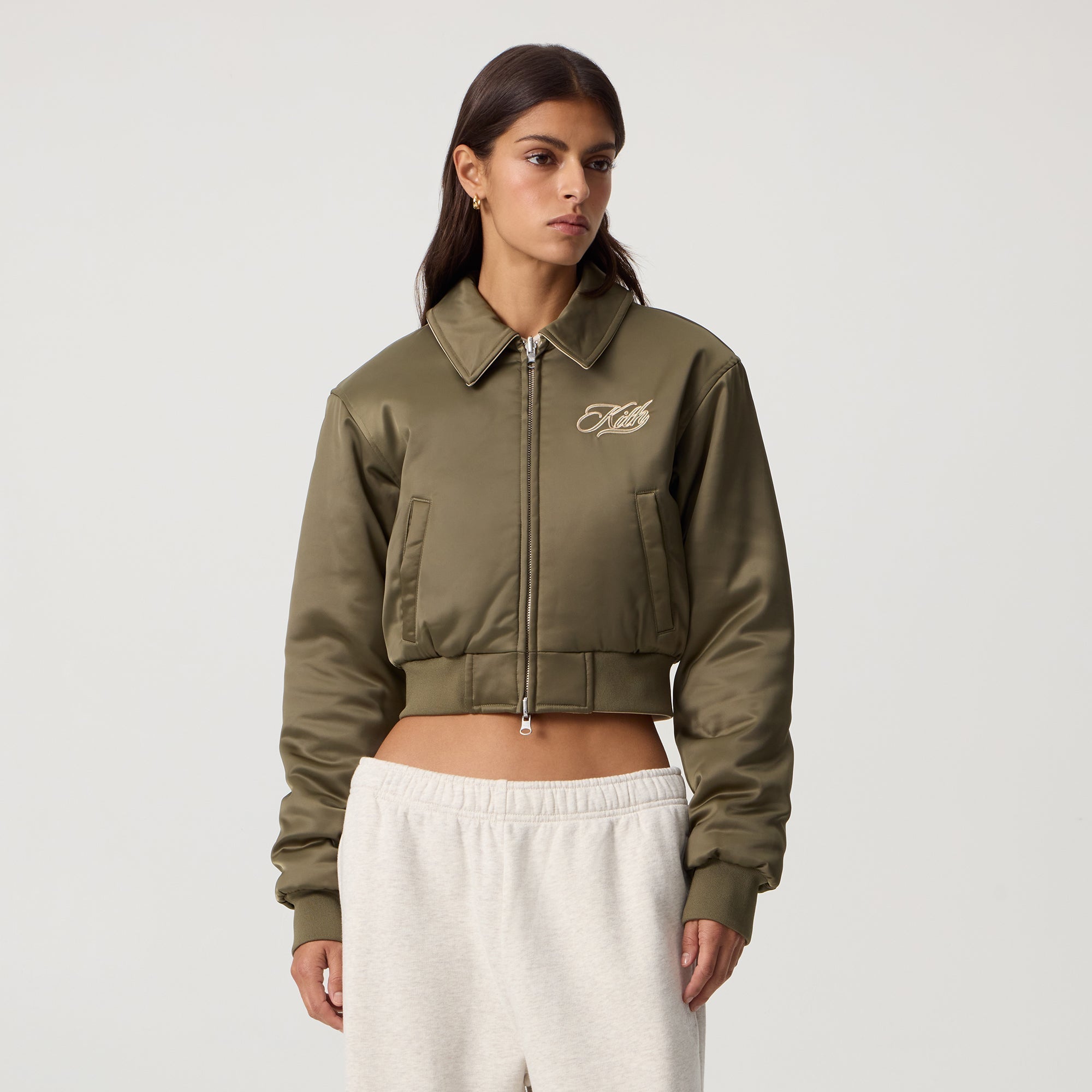 Kith Women Reversible Landry IV Cropped Satin Bomber Jacket - Canopy