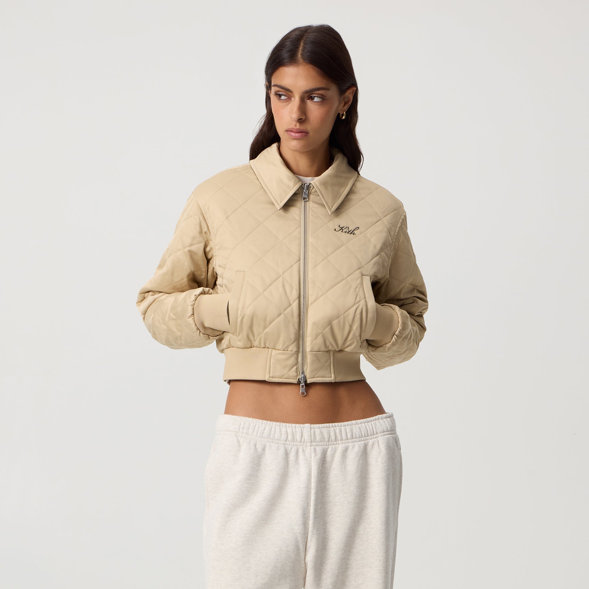 Kith Women Reversible Landry IV Cropped Satin Bomber Jacket
