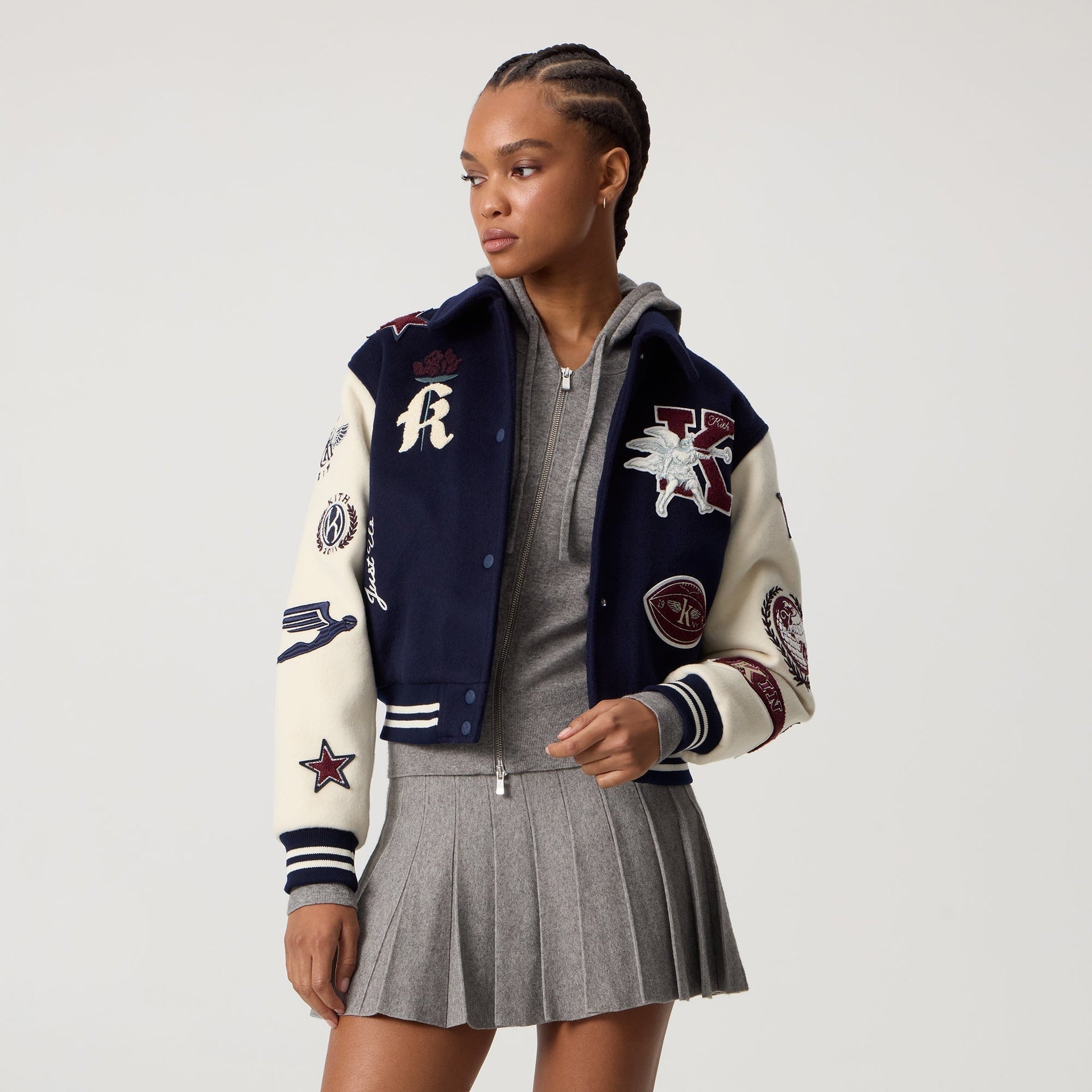 Kith Women Campbell II Melton Varsity Bomber Jacket - Nocturnal - PH