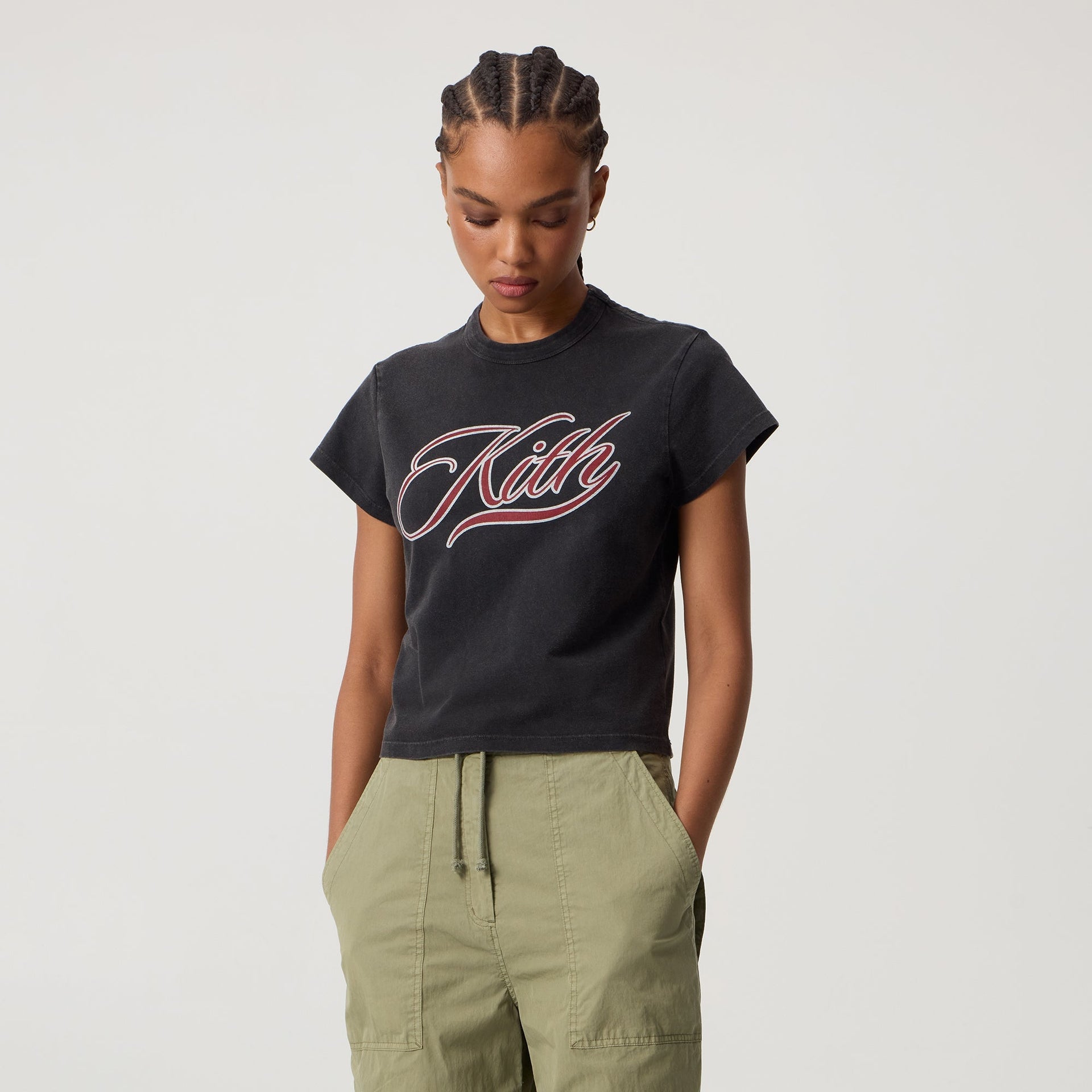 Kith Women Mulberry Vintage Varsity Tee - Black - PH