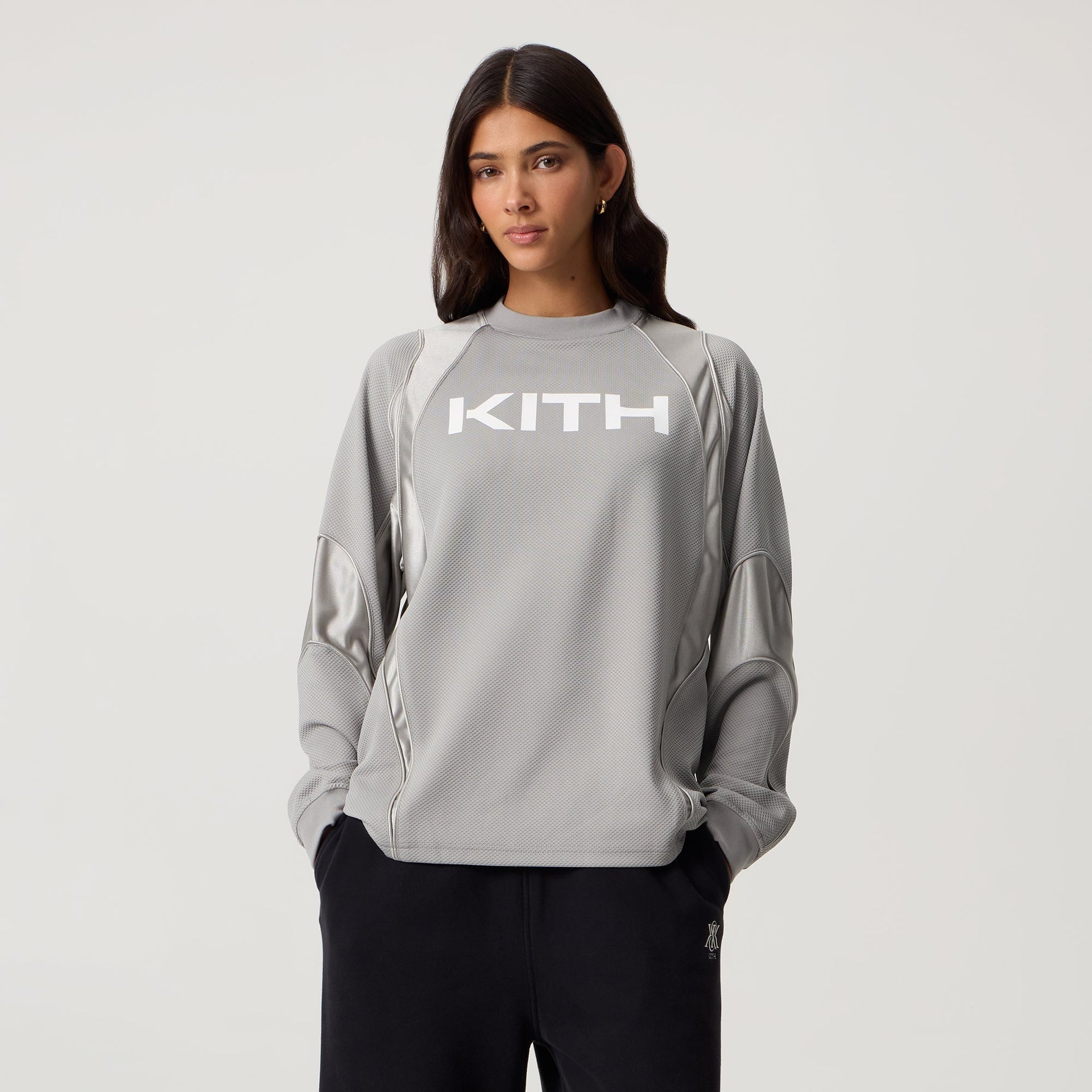 Kith Women Ridley Panelled Tech Long Sleeve - Astronaut - PH