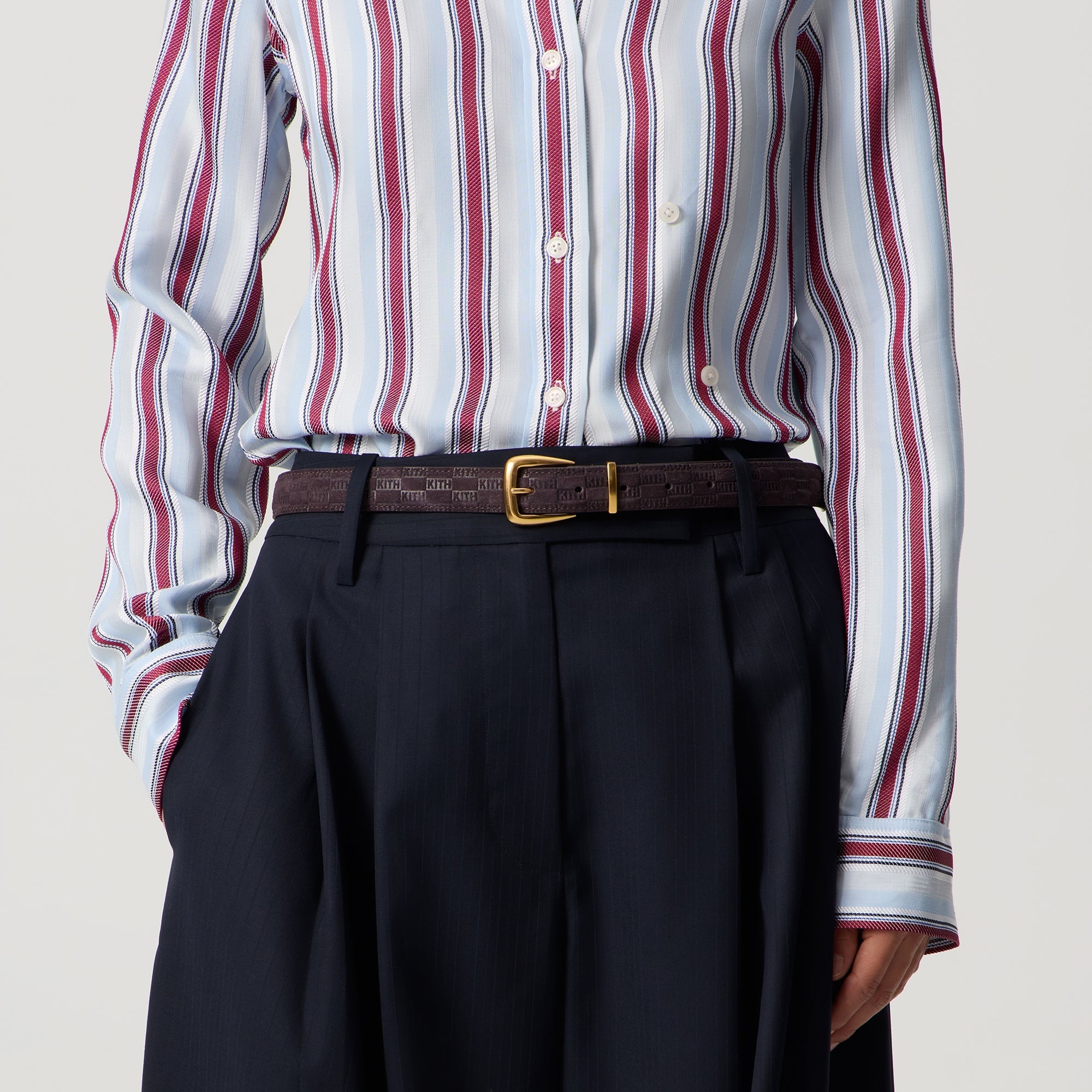 Kith Women Monogram Debossed Suede Belt - Incognito