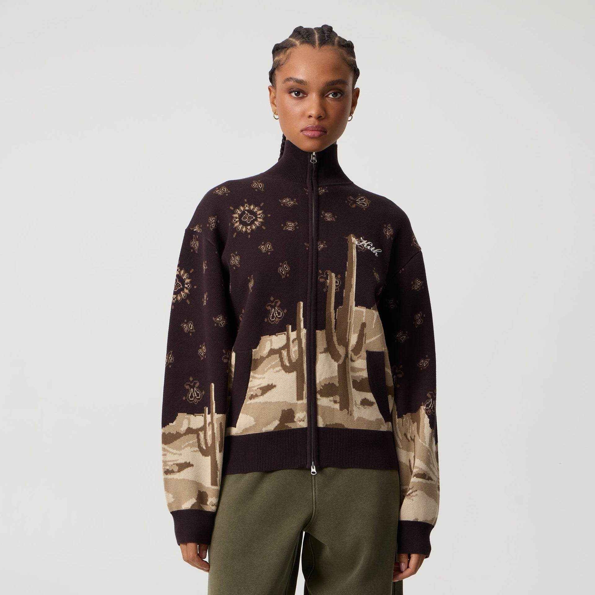 Kith Women Oversized Wyler Desert Full Zip Sweater - Incognito - PH