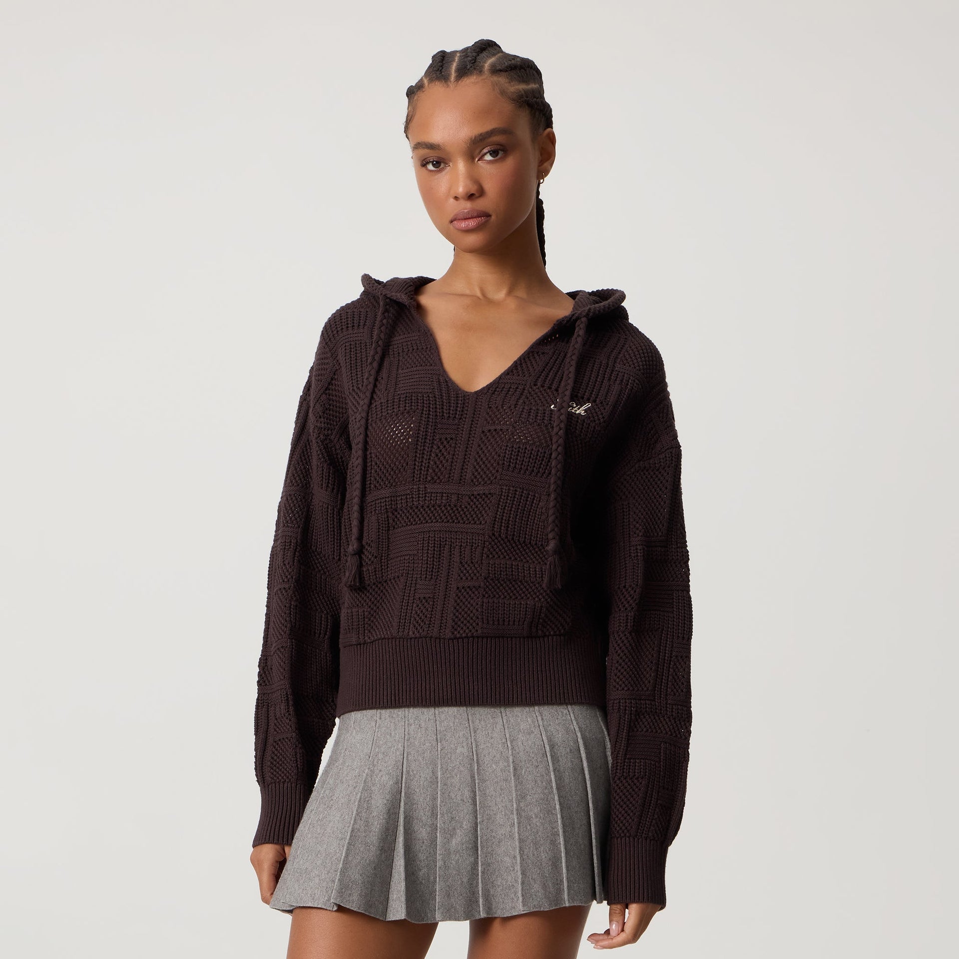 Kith Women Celyse II Patchwork Sweater Hoodie - Incognito - PH