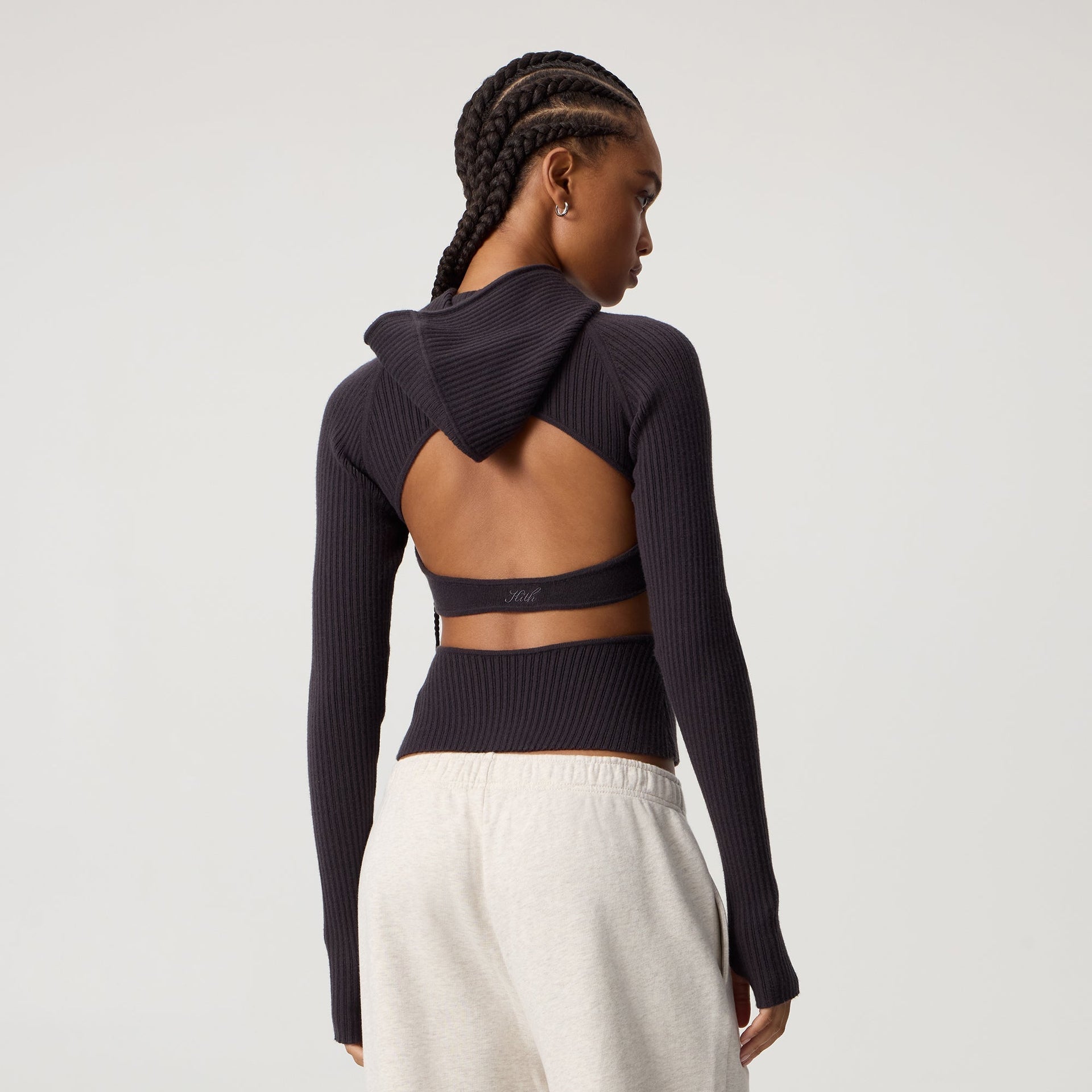 Kith Women Mina Backless Sweater Hoodie - Hematite - PH