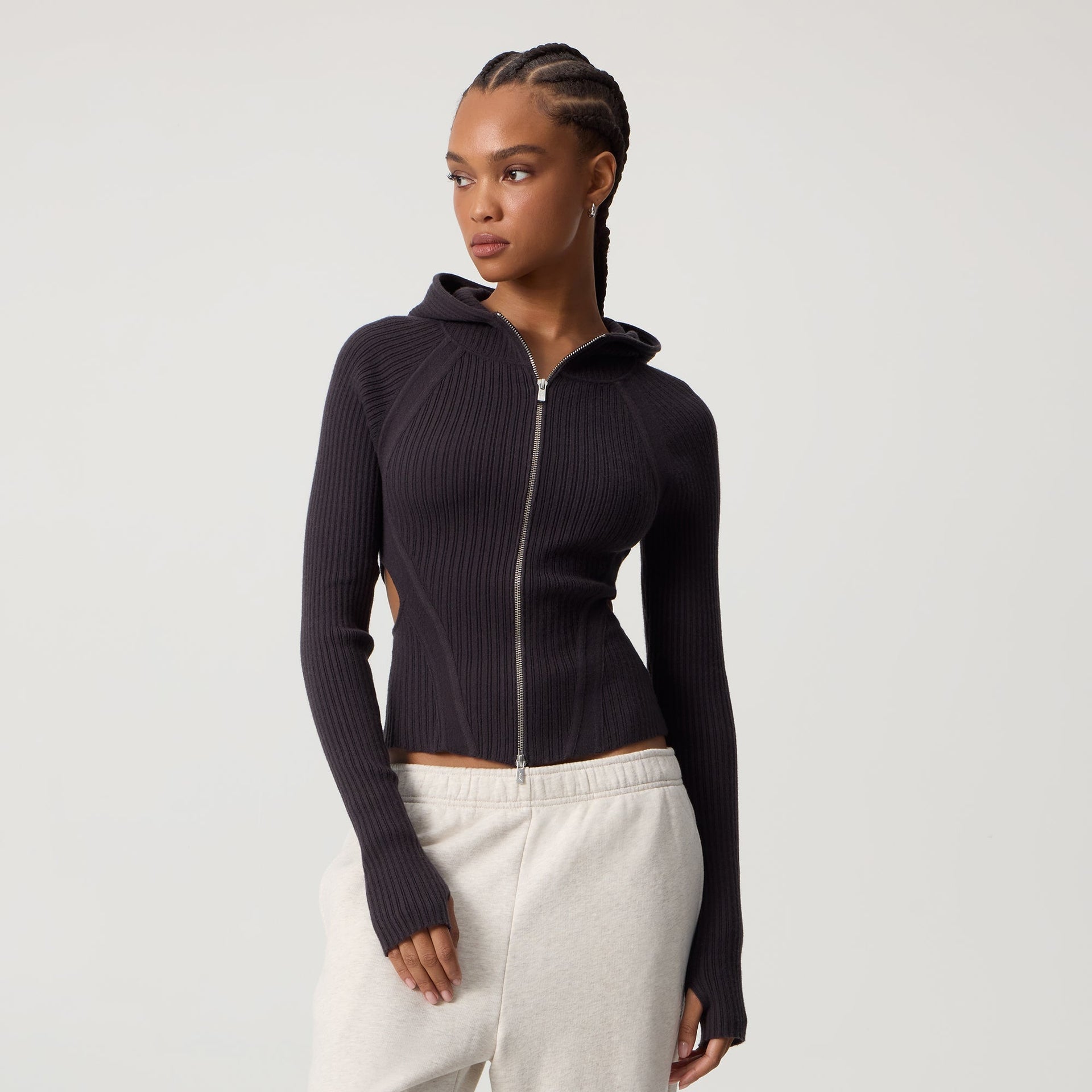 Kith Women Mina Backless Sweater Hoodie - Hematite - PH