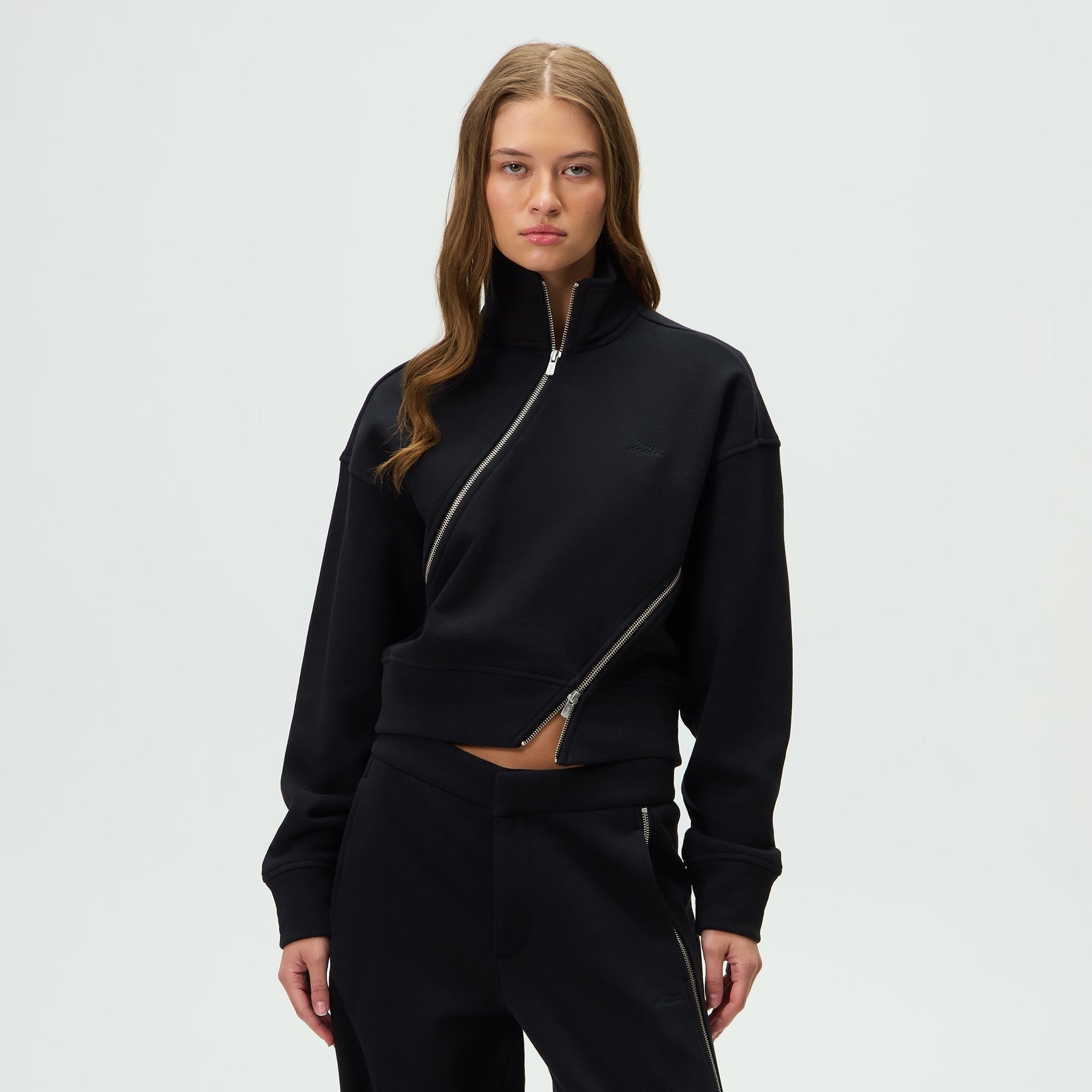 Kith Women Walden Fleece Asymmetrical Quarter Zip - Black - PH