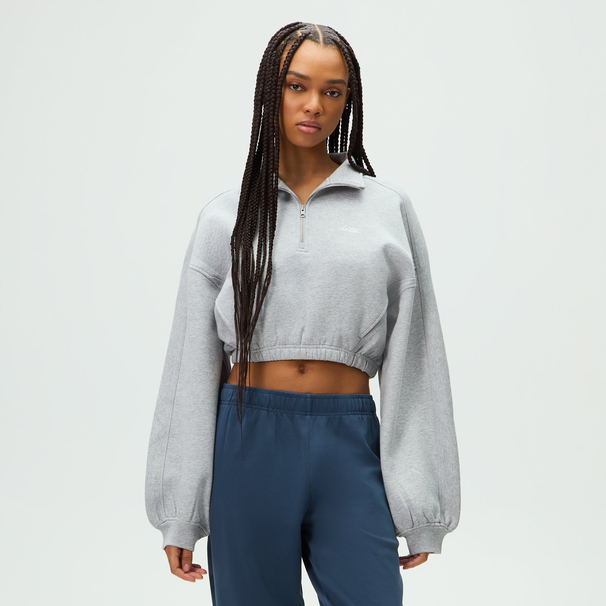 kith women ロゴニット　セットアップ Kith Women Blair Quarter Zip - Cool Heather Grey