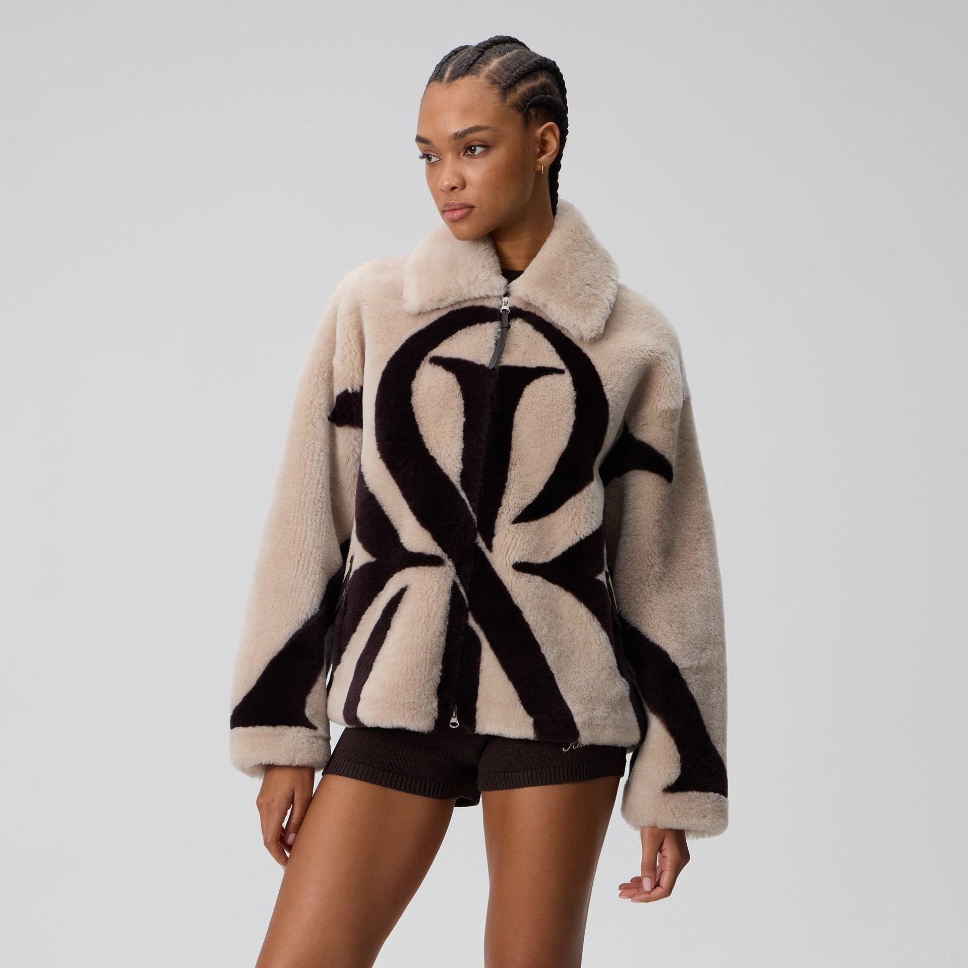 Kith Women Waylon II Shearling Crest Jacket - Waffle - PH