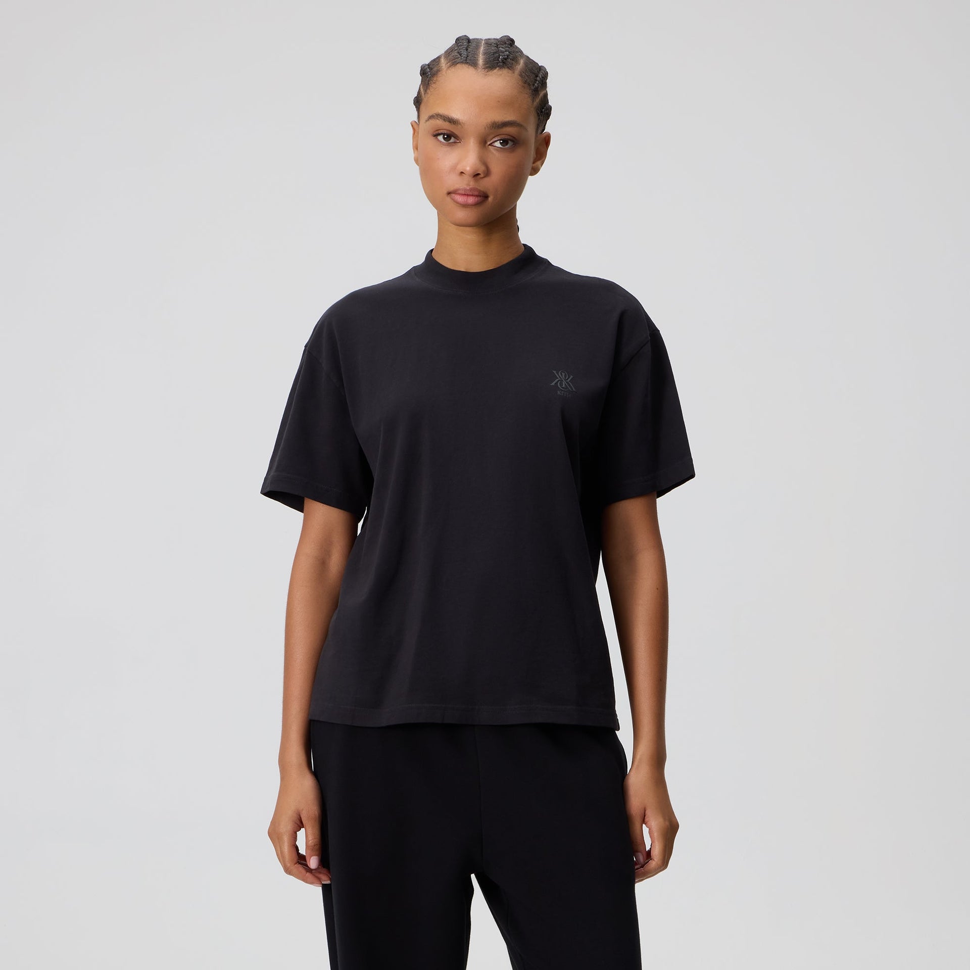 Kith Women Mockneck Vintage Sueded Tee - Black - PH