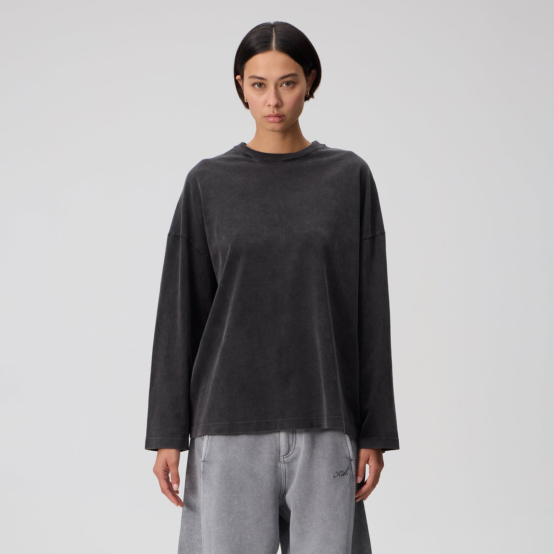 Kith Women Oversized Jay Sueded Long Sleeve - Black - PH