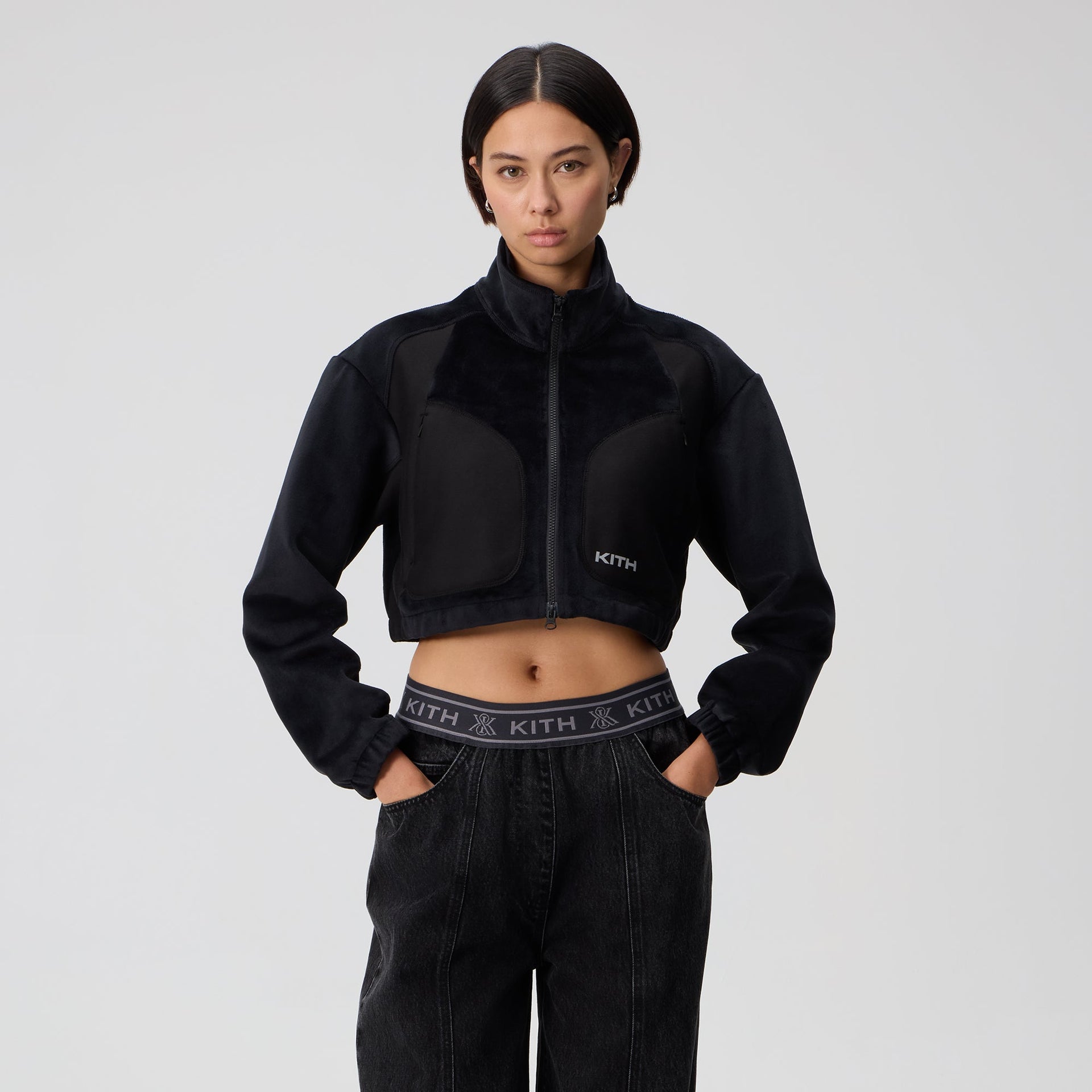 Kith Women Reiko Fleece Cropped Jacket - Black - PH