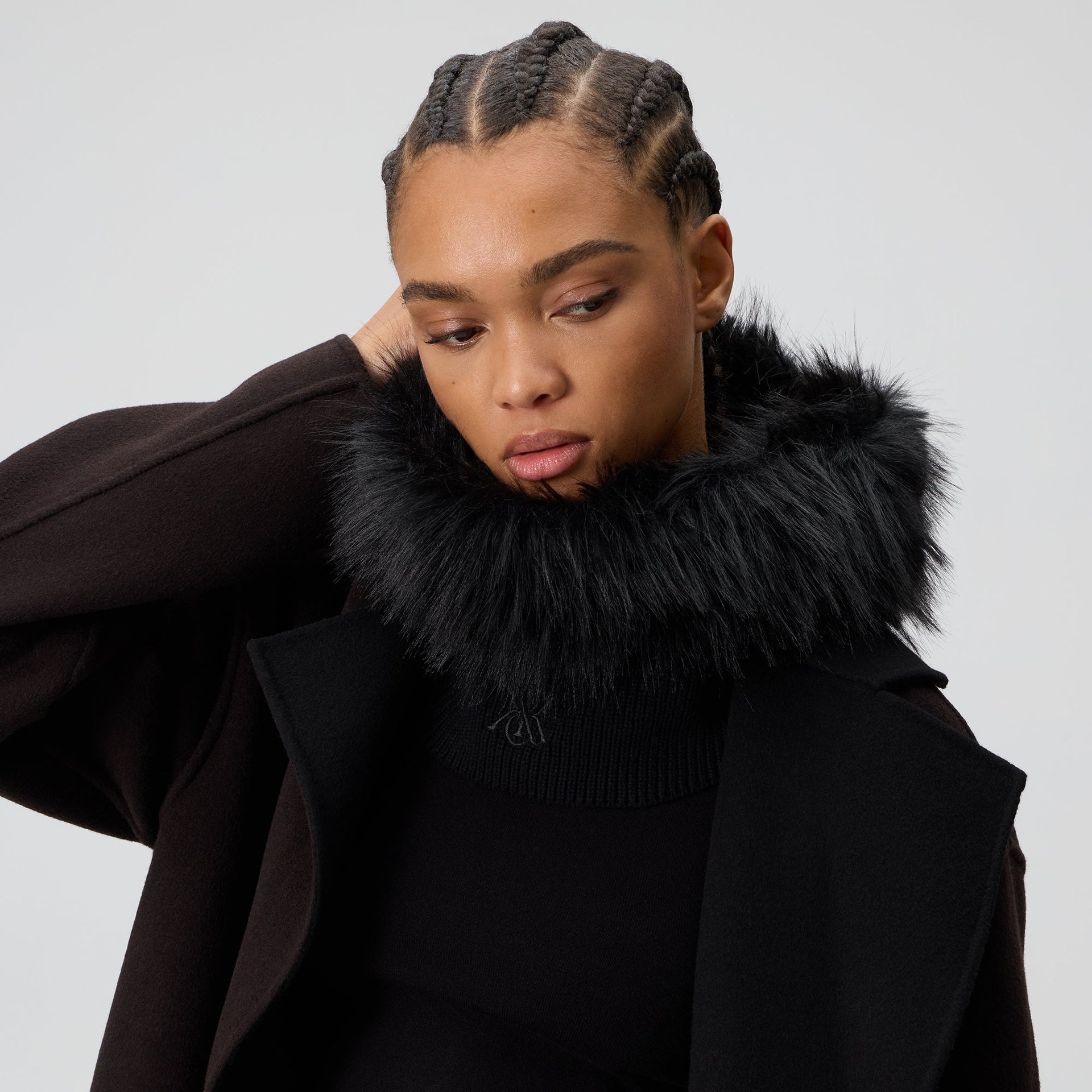 Kith Women Sweater Knit Lined Balaclava Hood - Black - PH