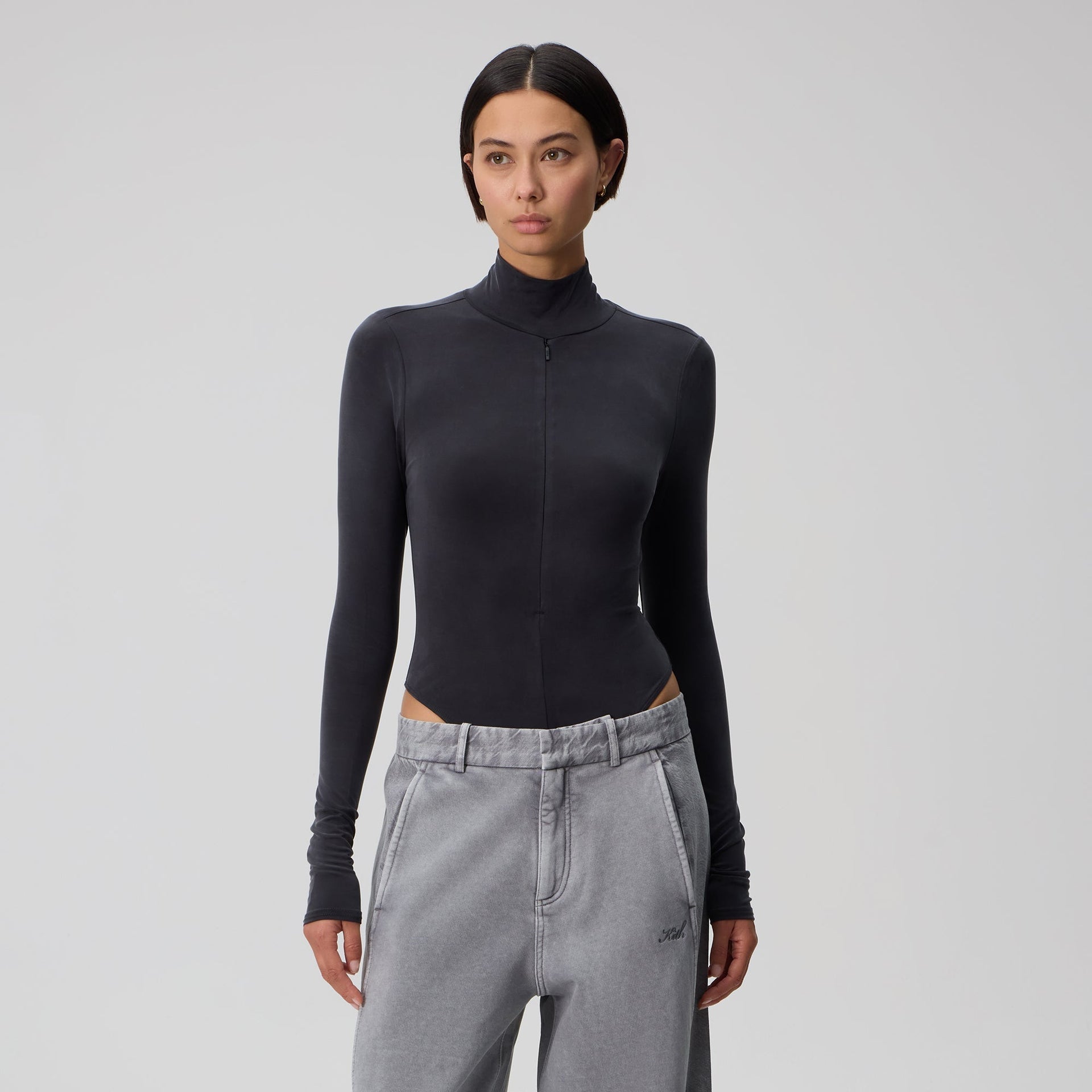 Kith Women Alexis Zip Front Bodysuit - Black - PH