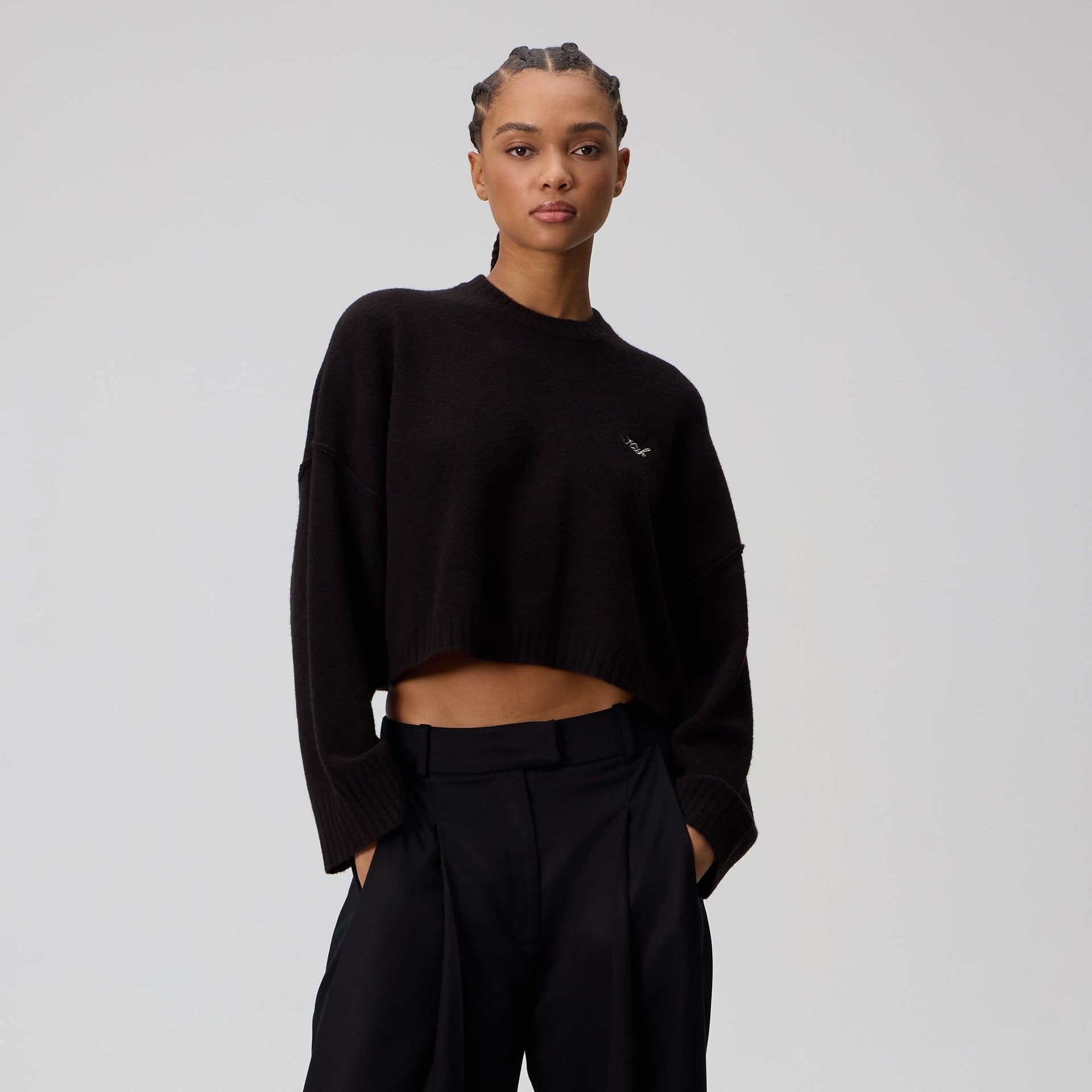Kith Women Freja Cropped Sweater - Black - PH