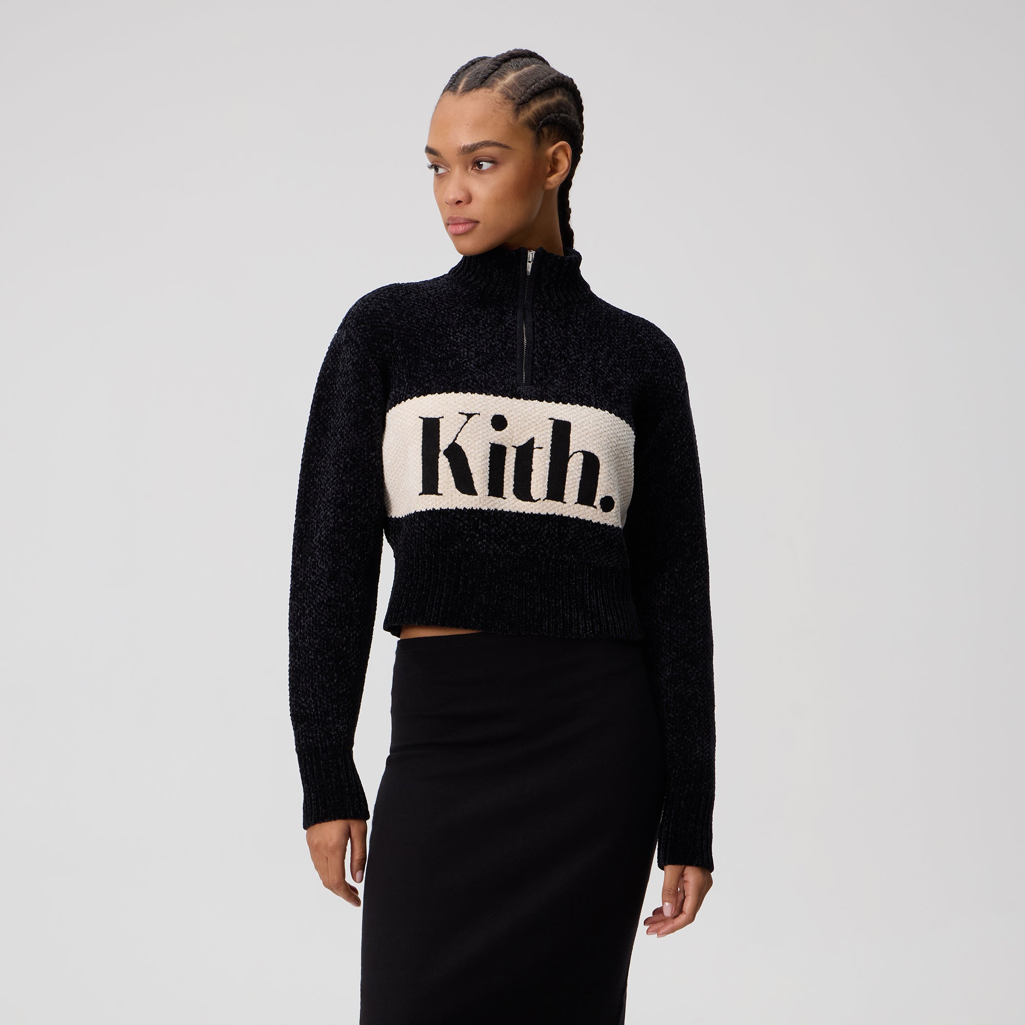 Kith Women Hunter II Chenille Punctuated Quarter Zip - Black