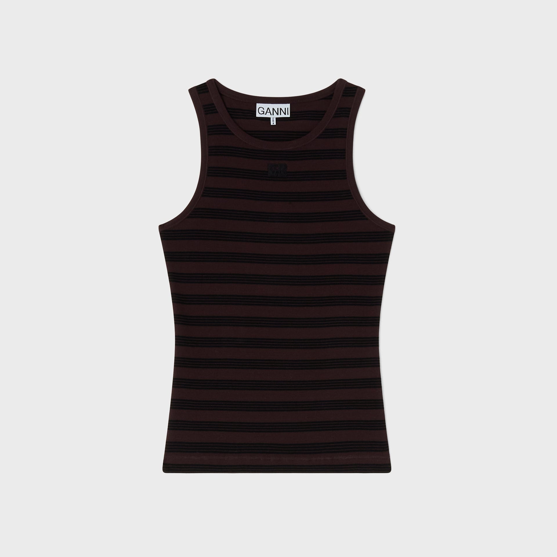 Ganni Soft Cotton Rib Tank Top - Chocolate Plum