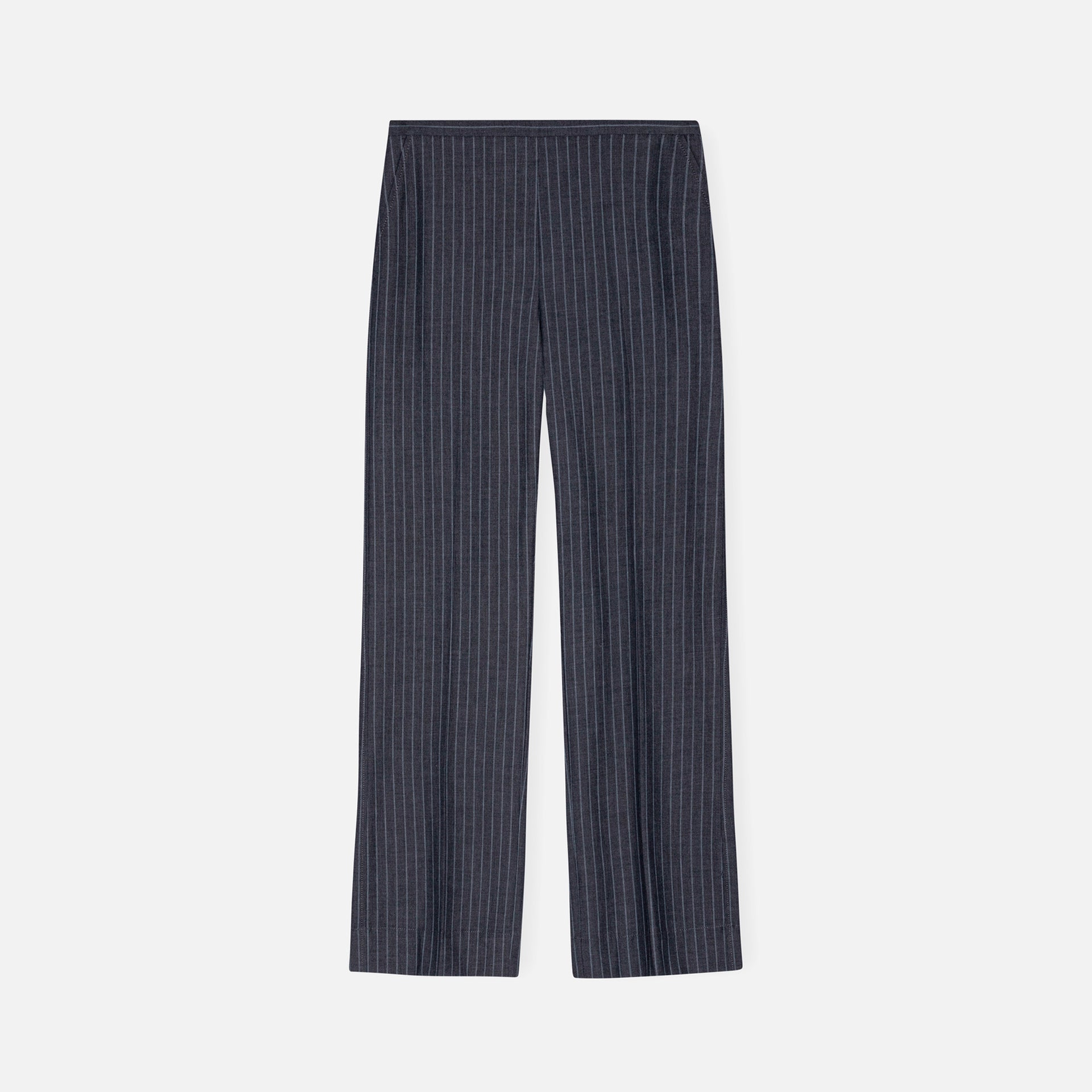 Ganni Stretch Stripe Mid Waist Pants - Gray