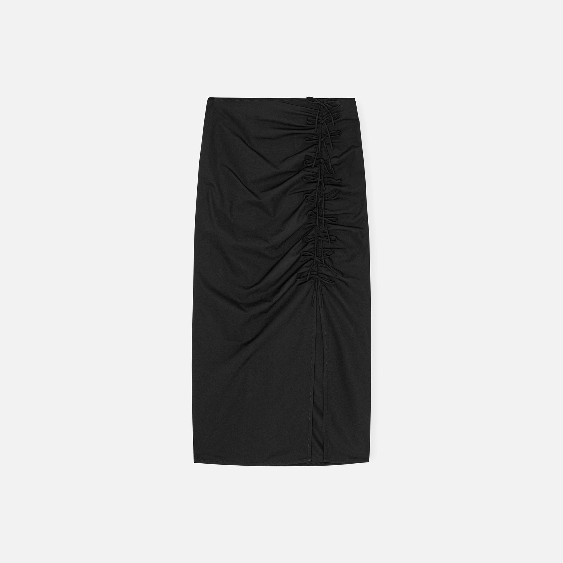 Ganni Drapey Melange Midi Skirt - Black