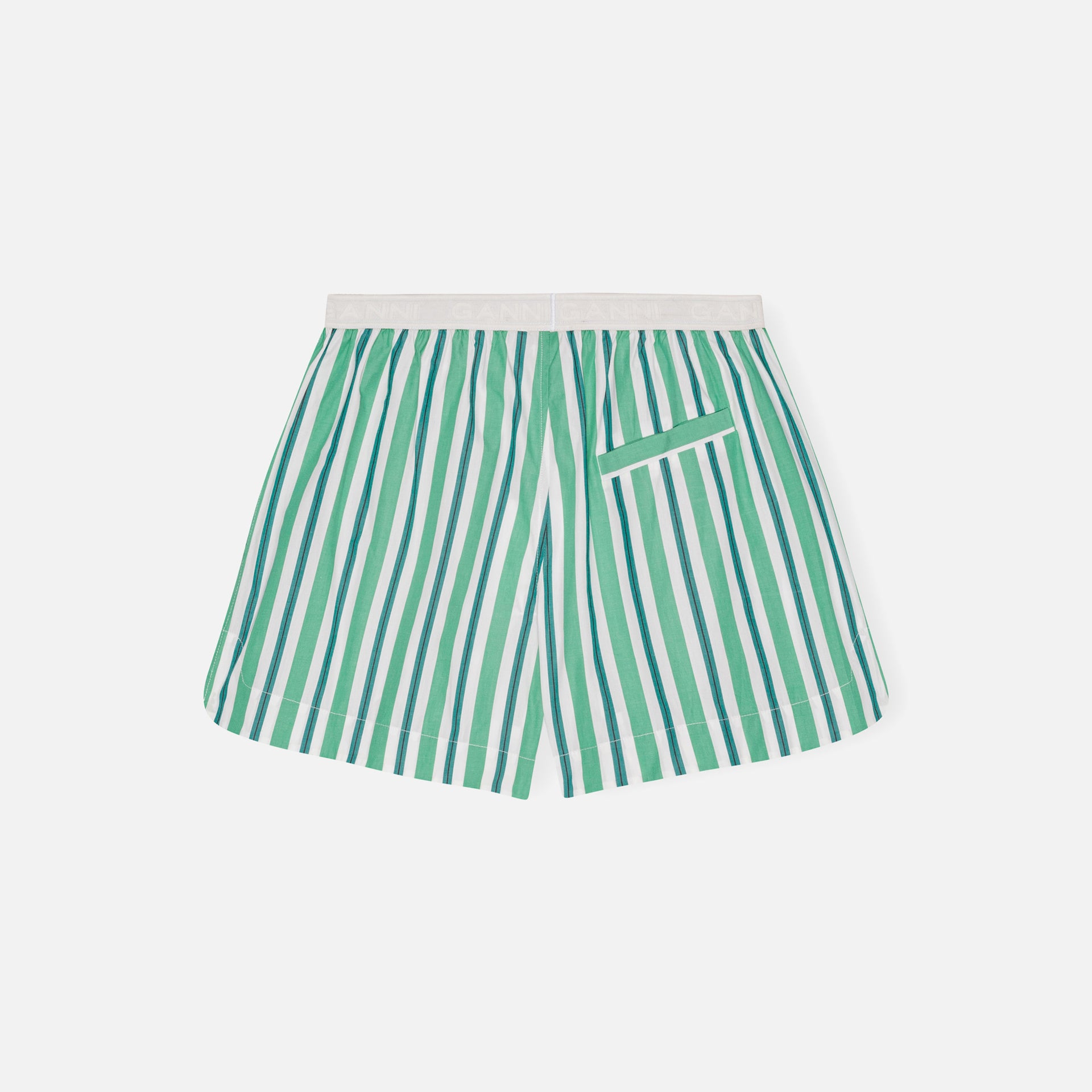 Ganni Stripe Cotton Elasticated Short - Creme De Menth