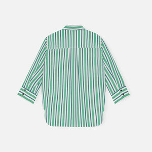 Ganni Stripe Cotton Shirt - Creme De Menthe