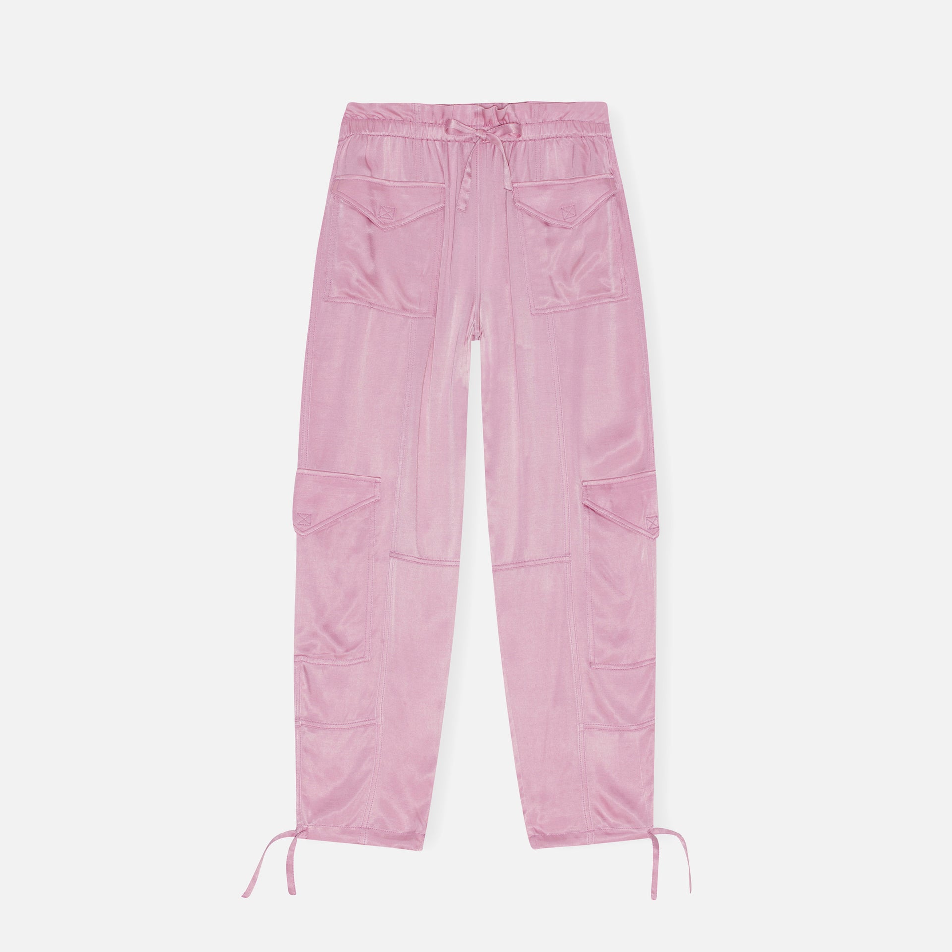 Ganni Washed Satin Pants - Bleached Mauve