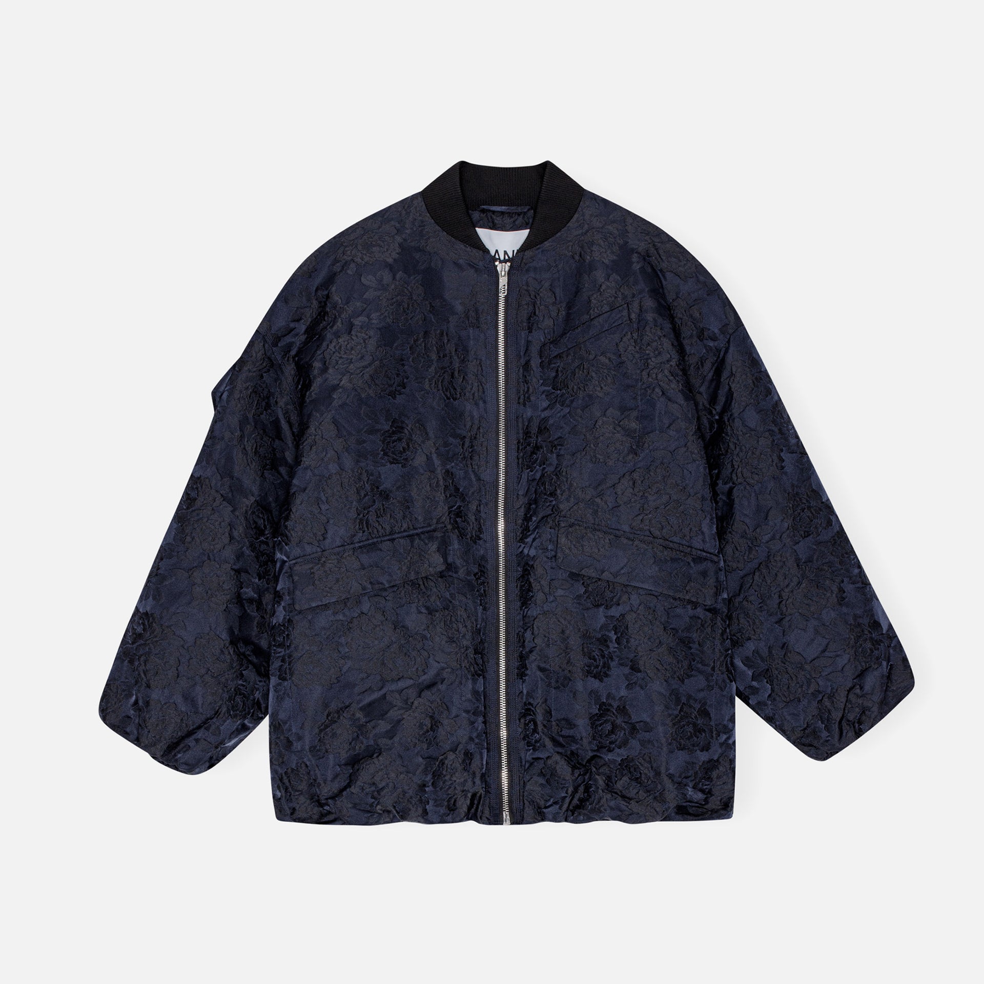 Ganni Botanical Jacquard Bomber Jacket - Peacoat