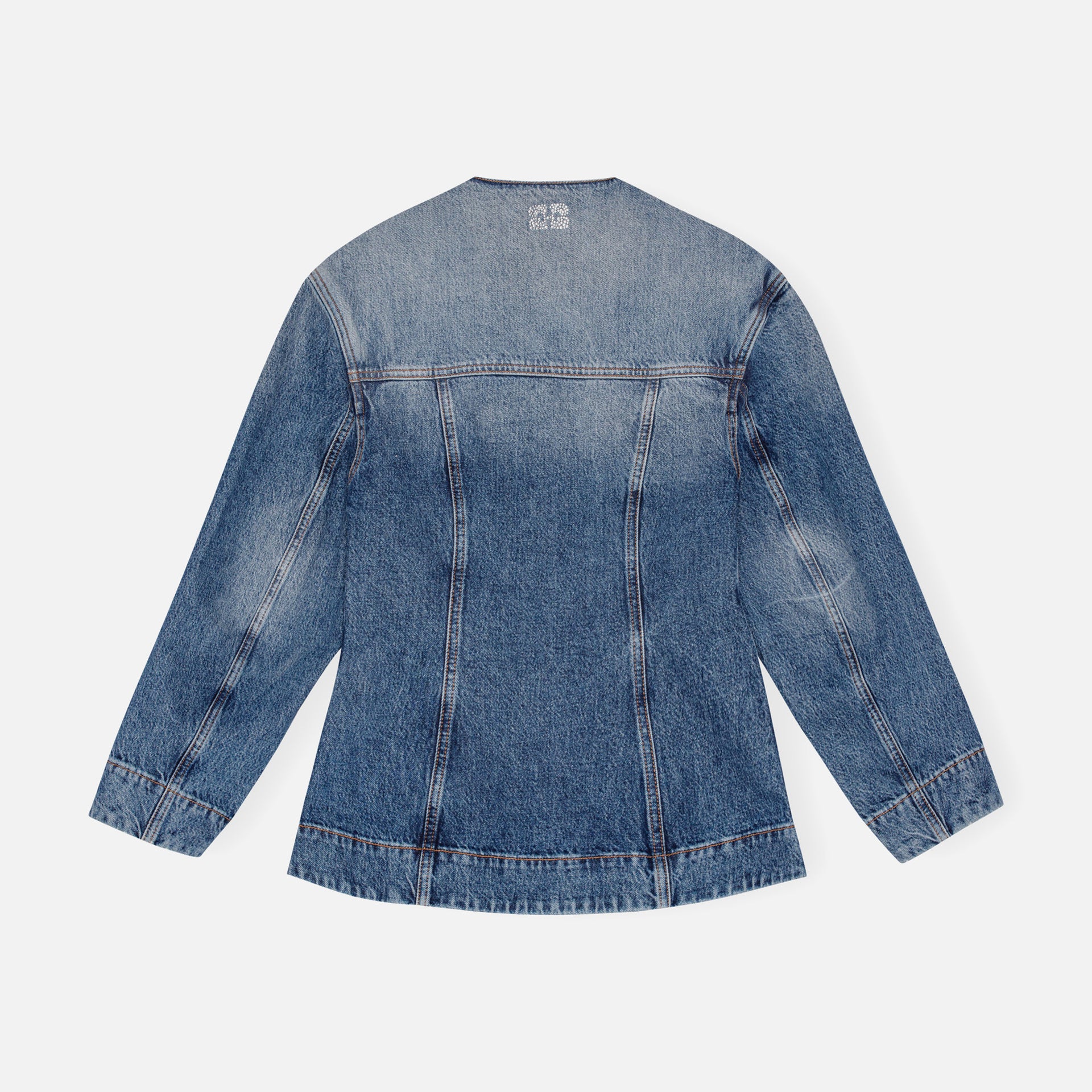 Ganni Sparkle Logo Denim Blazer - Tint Wash