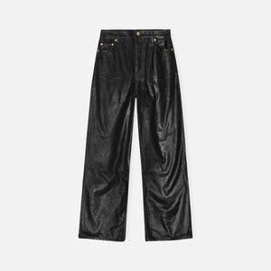 Ganni Foil Denim Wide Jeans - Black