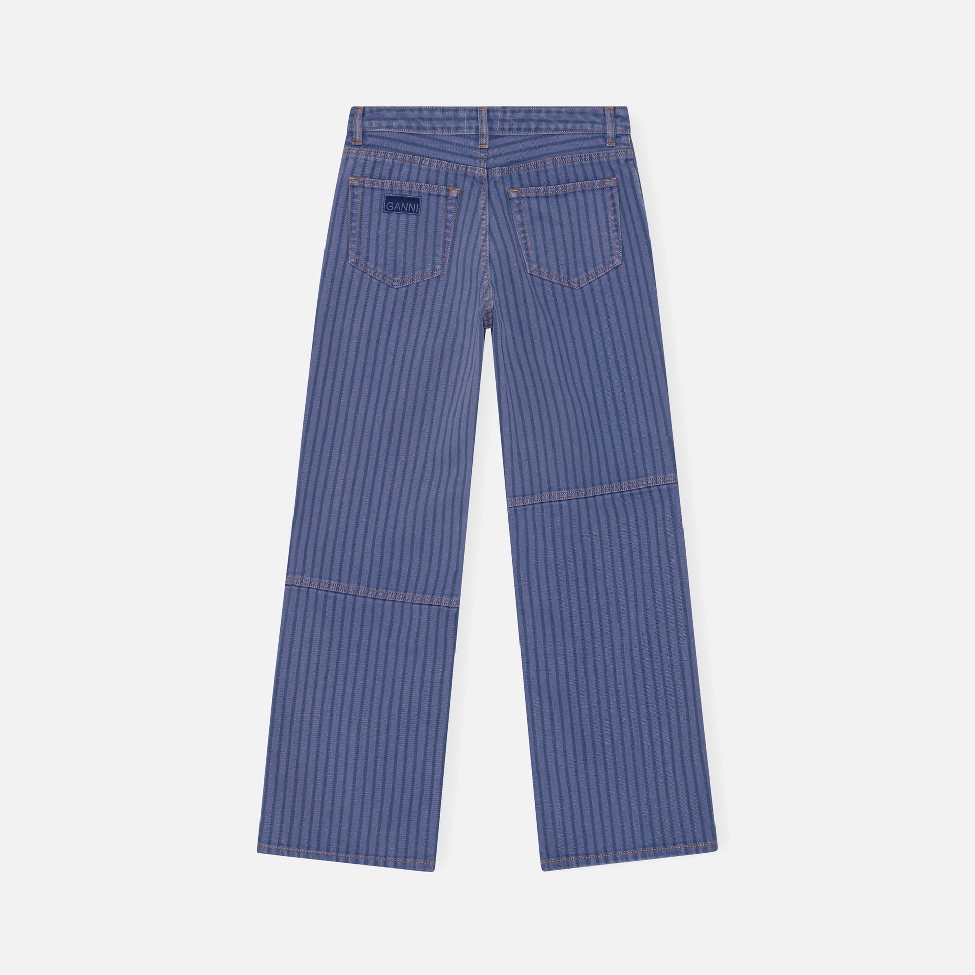 Ganni Stripe Overdyed Denim Pants - Country Blue